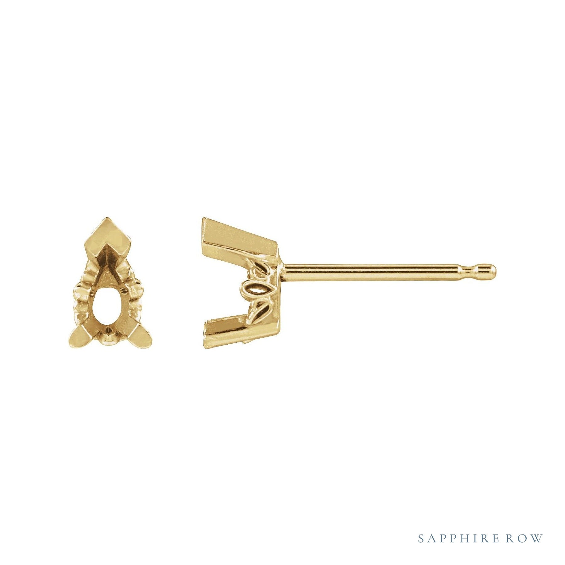 Sapphire Row Pear V-End Scroll® Earrings setting in 14K Yellow Gold, shown with a center stone (sold separately)