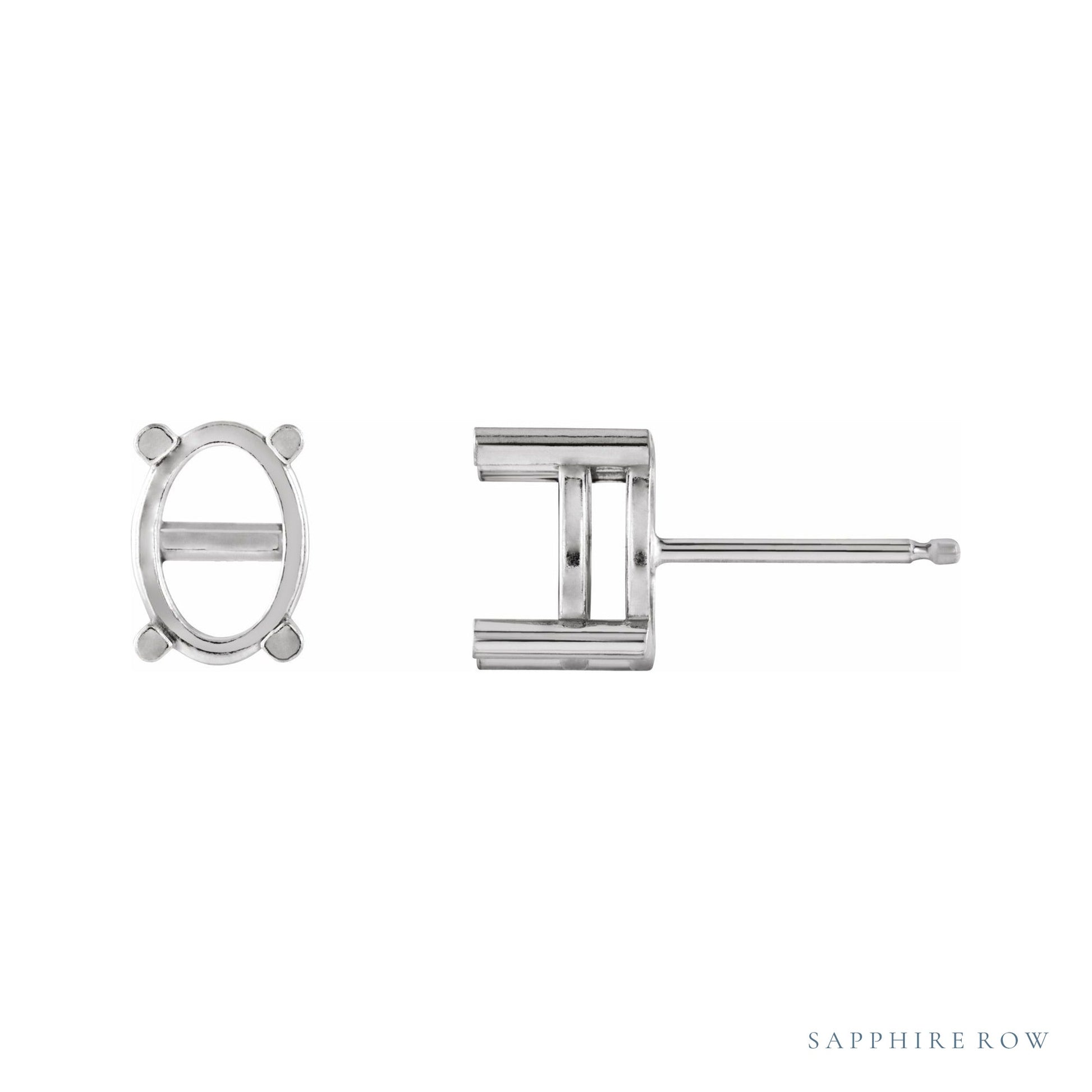 Sapphire Row Oval 4-Prong Cabochon Earrings setting in Platinum, shown with a center stone (sold separately)