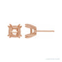 Sapphire Row Asscher Double Claw-Prong Stud Earrings setting in 14K Rose Gold, shown with a center stone (sold separately)