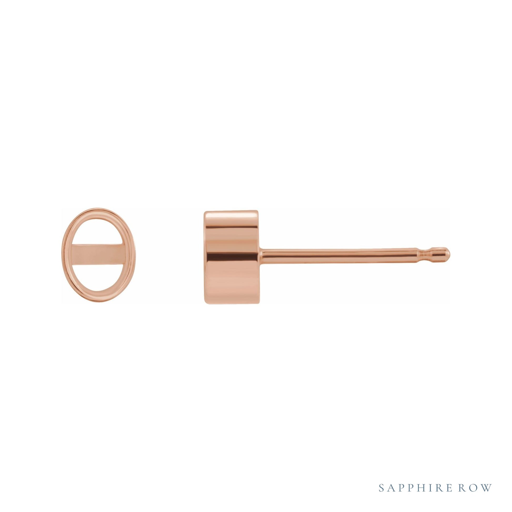 Sapphire Row Oval Bezel-Set Stud Earrings setting in 14K Rose Gold, shown with a center stone (sold separately)