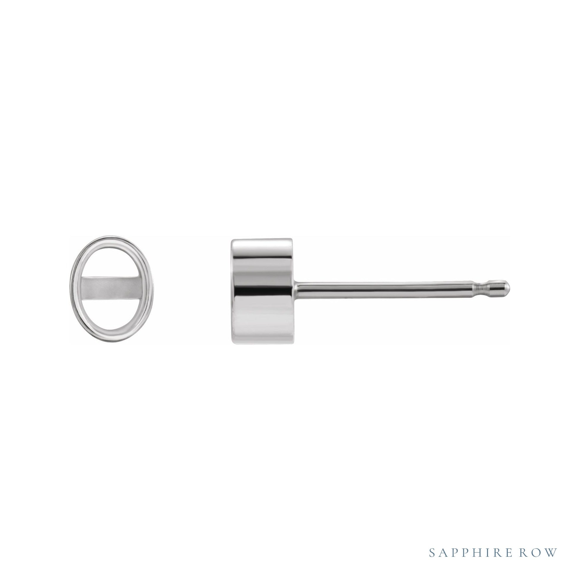 Sapphire Row Oval Bezel-Set Stud Earrings setting in 14K White Gold, shown with a center stone (sold separately)