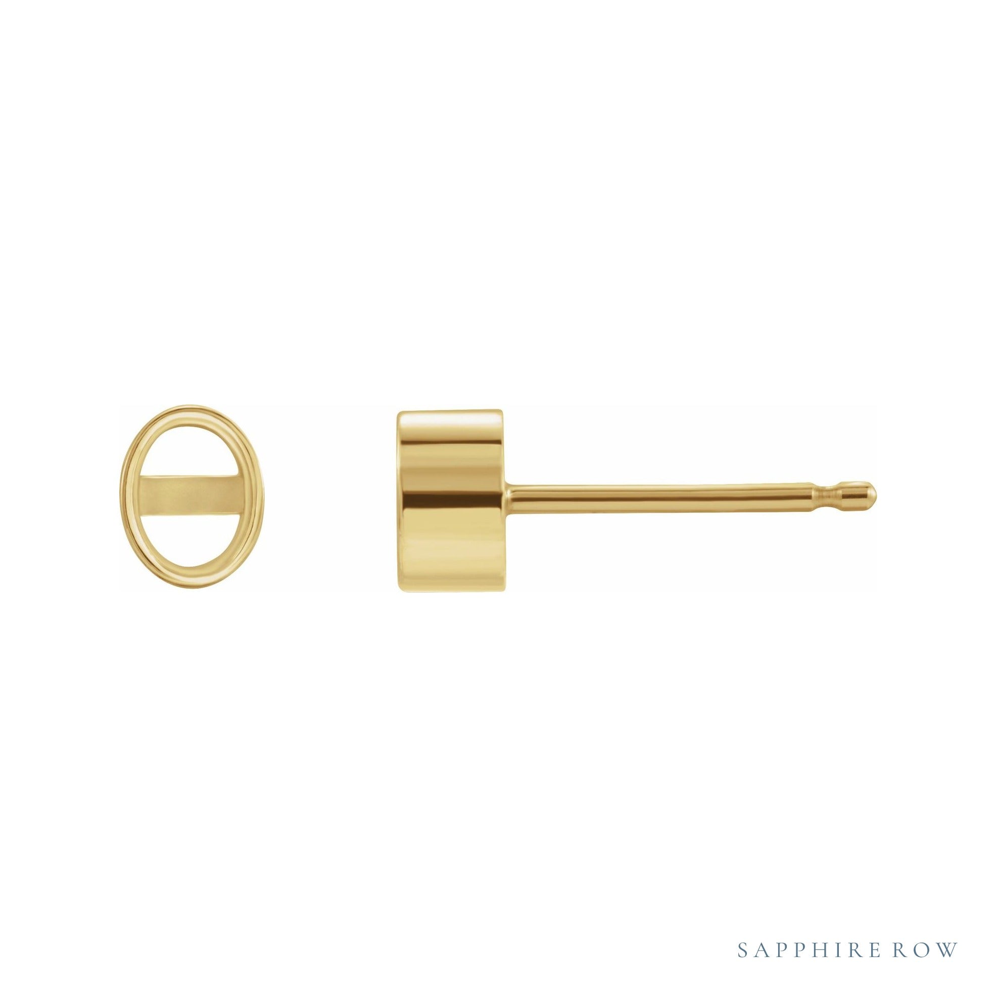 Sapphire Row Oval Bezel-Set Stud Earrings setting in 14K Yellow Gold, shown with a center stone (sold separately)