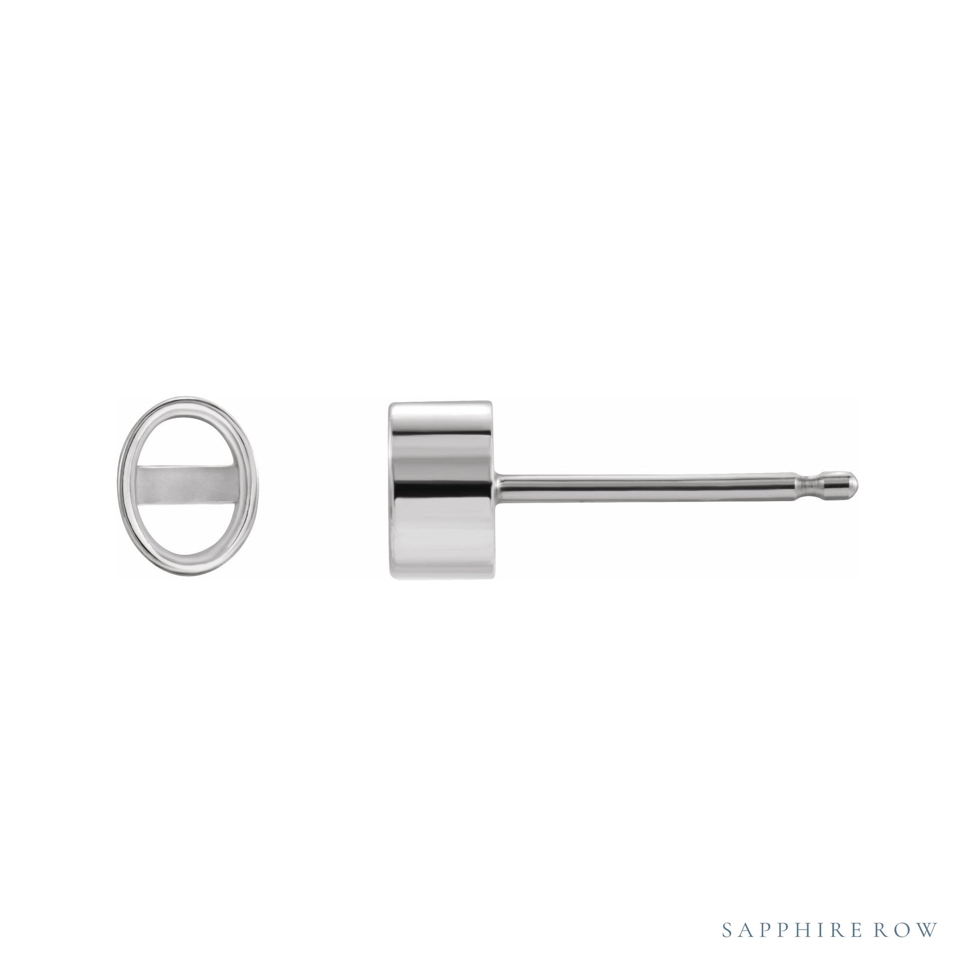 Sapphire Row Oval Bezel-Set Stud Earrings setting in Platinum, shown with a center stone (sold separately)