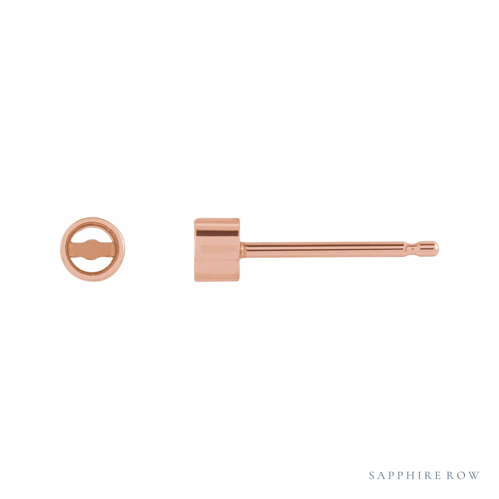 Sapphire Row Round Micro Bezel-Set Stud Earrings setting in 14K Rose Gold, shown with a center stone (sold separately)