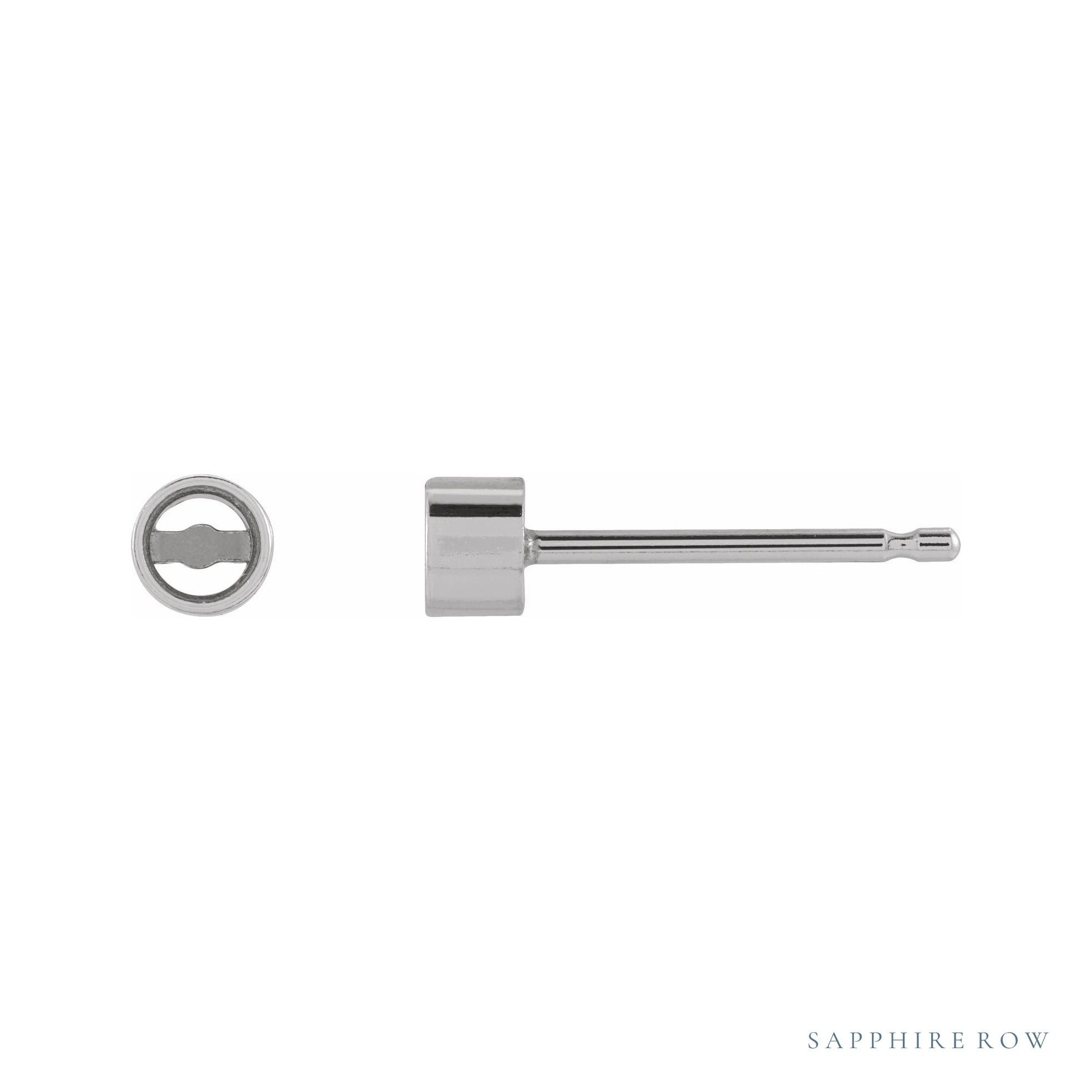 Sapphire Row Round Micro Bezel-Set Stud Earrings setting in 14K White Gold, shown with a center stone (sold separately)
