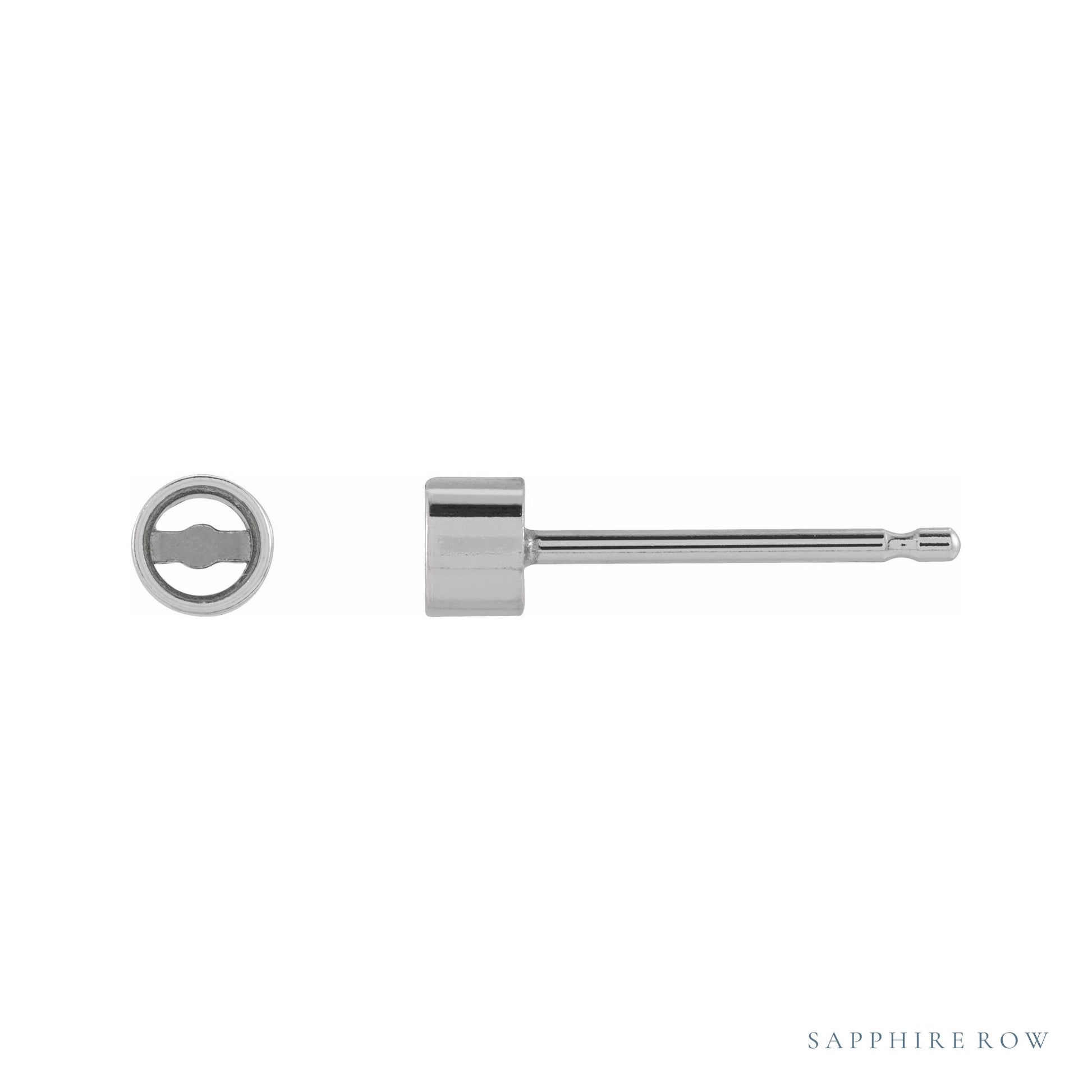 Sapphire Row Round Micro Bezel-Set Stud Earrings setting in 14K White Gold, shown with a center stone (sold separately)