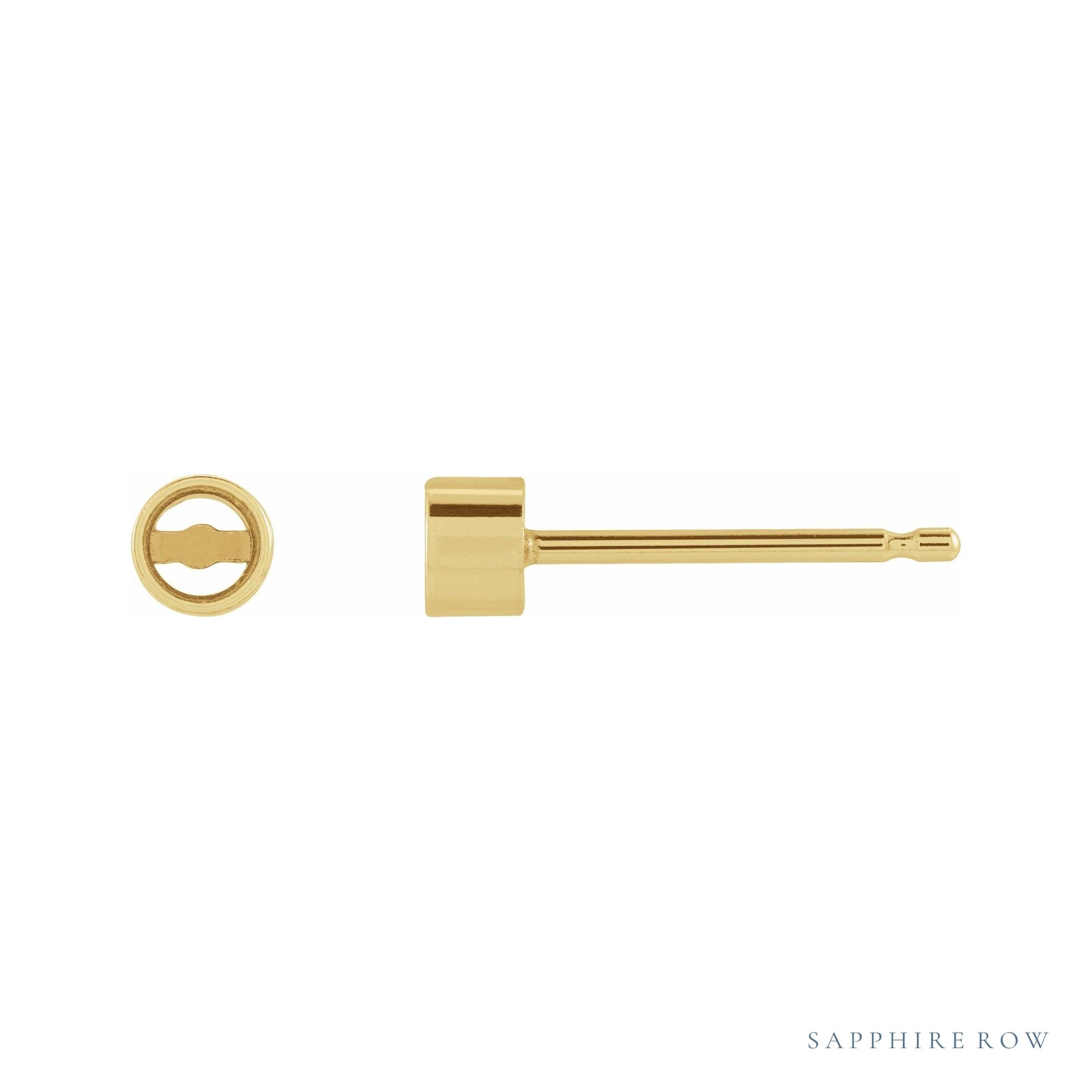 Sapphire Row Round Micro Bezel-Set Stud Earrings setting in 14K Yellow Gold, shown with a center stone (sold separately)