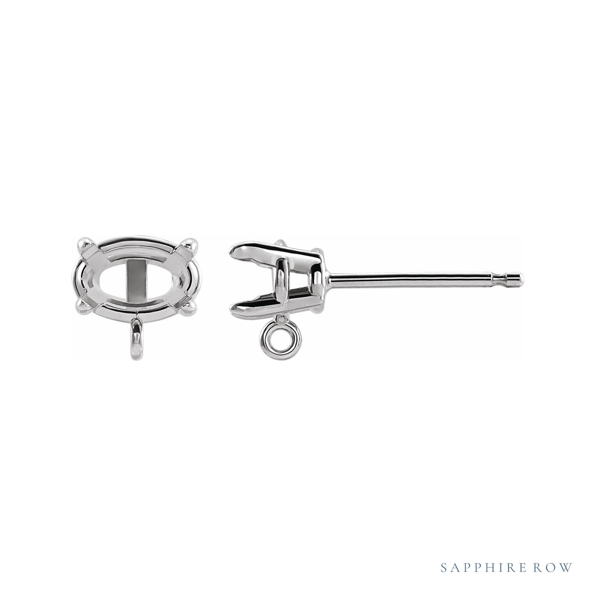 Sapphire Row Oval 4-Prong Claw Earrings Top setting in Platinum, shown with a center stone (sold separately)