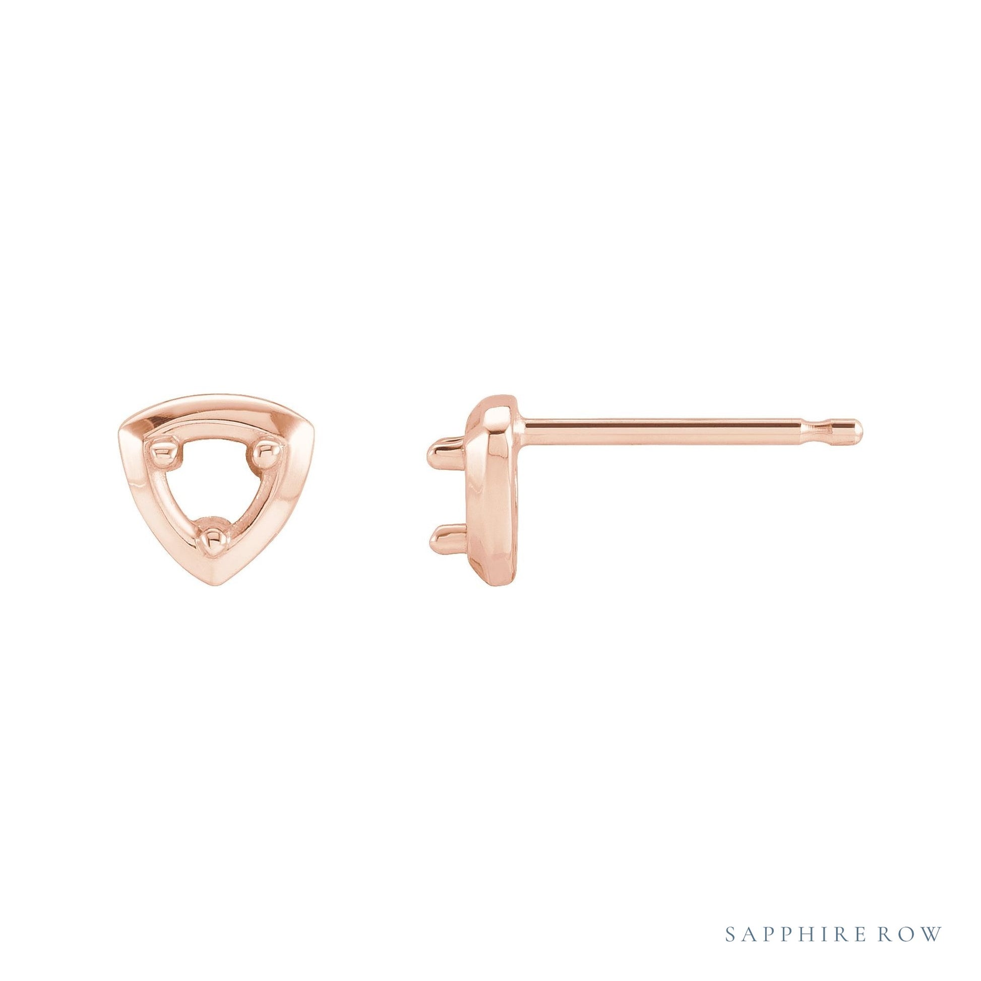 Sapphire Row Geometric Stud Earrings setting in 14K Rose Gold, shown with a center stone (sold separately)