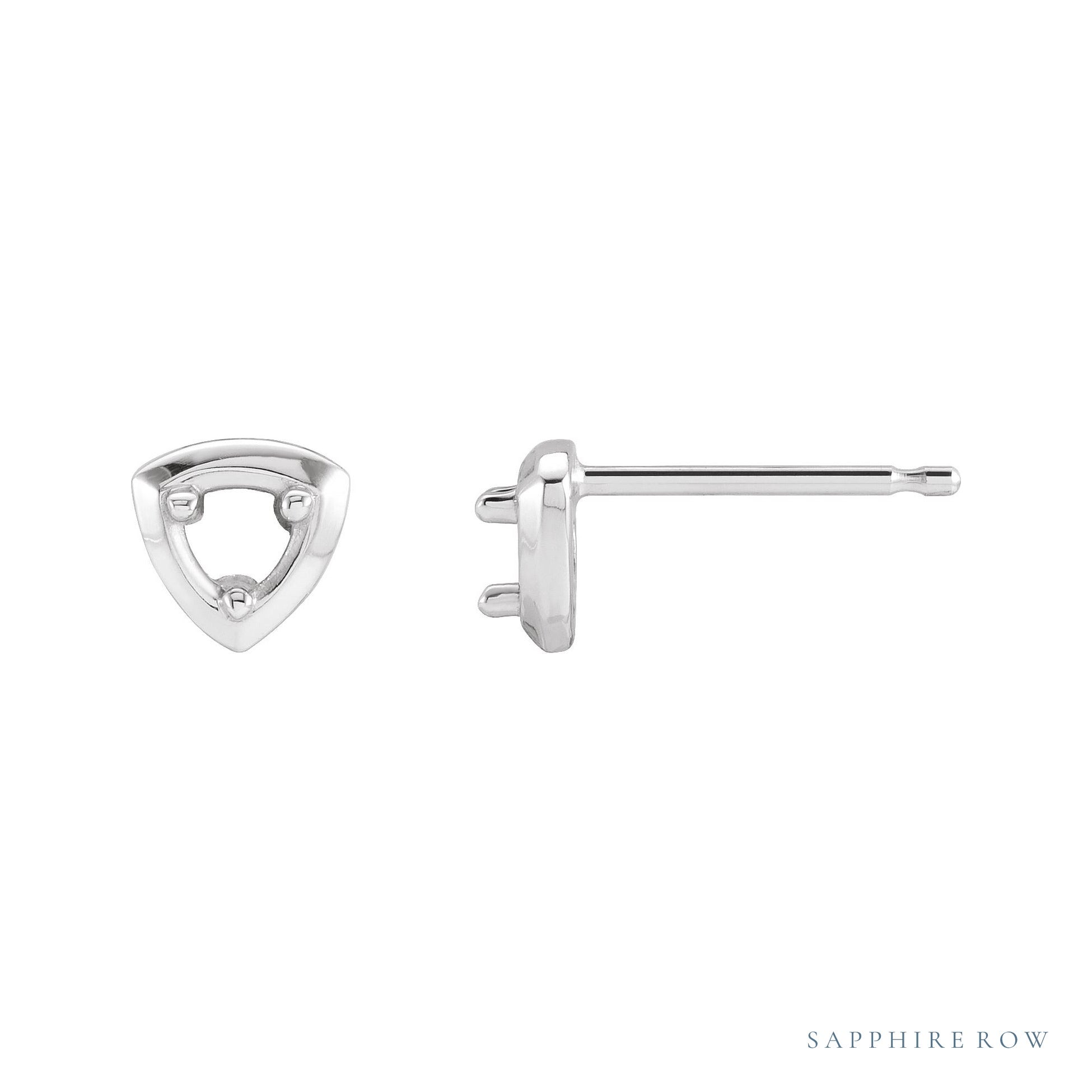 Sapphire Row Geometric Stud Earrings setting in 14K White Gold, shown with a center stone (sold separately)