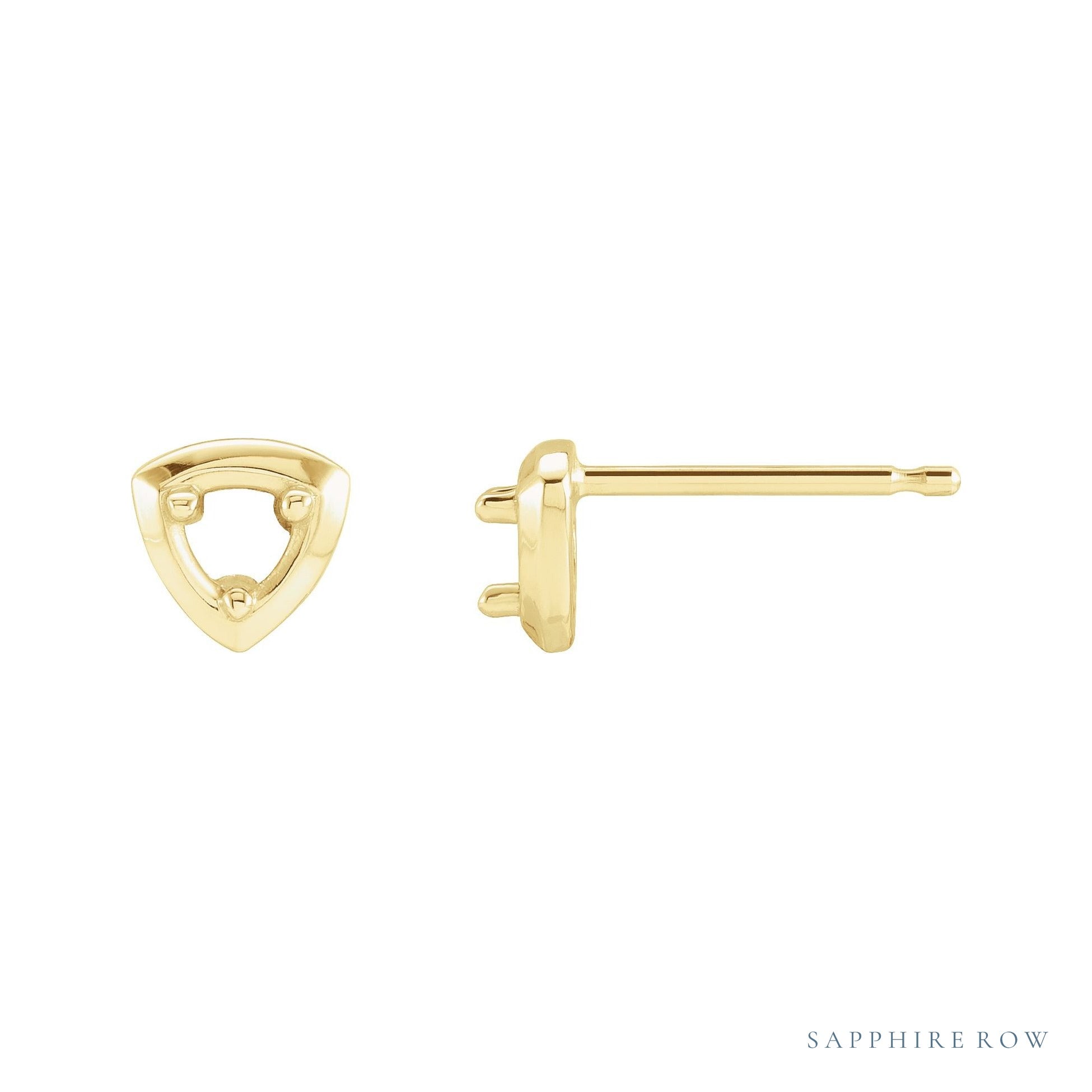 Sapphire Row Geometric Stud Earrings setting in 14K Yellow Gold, shown with a center stone (sold separately)
