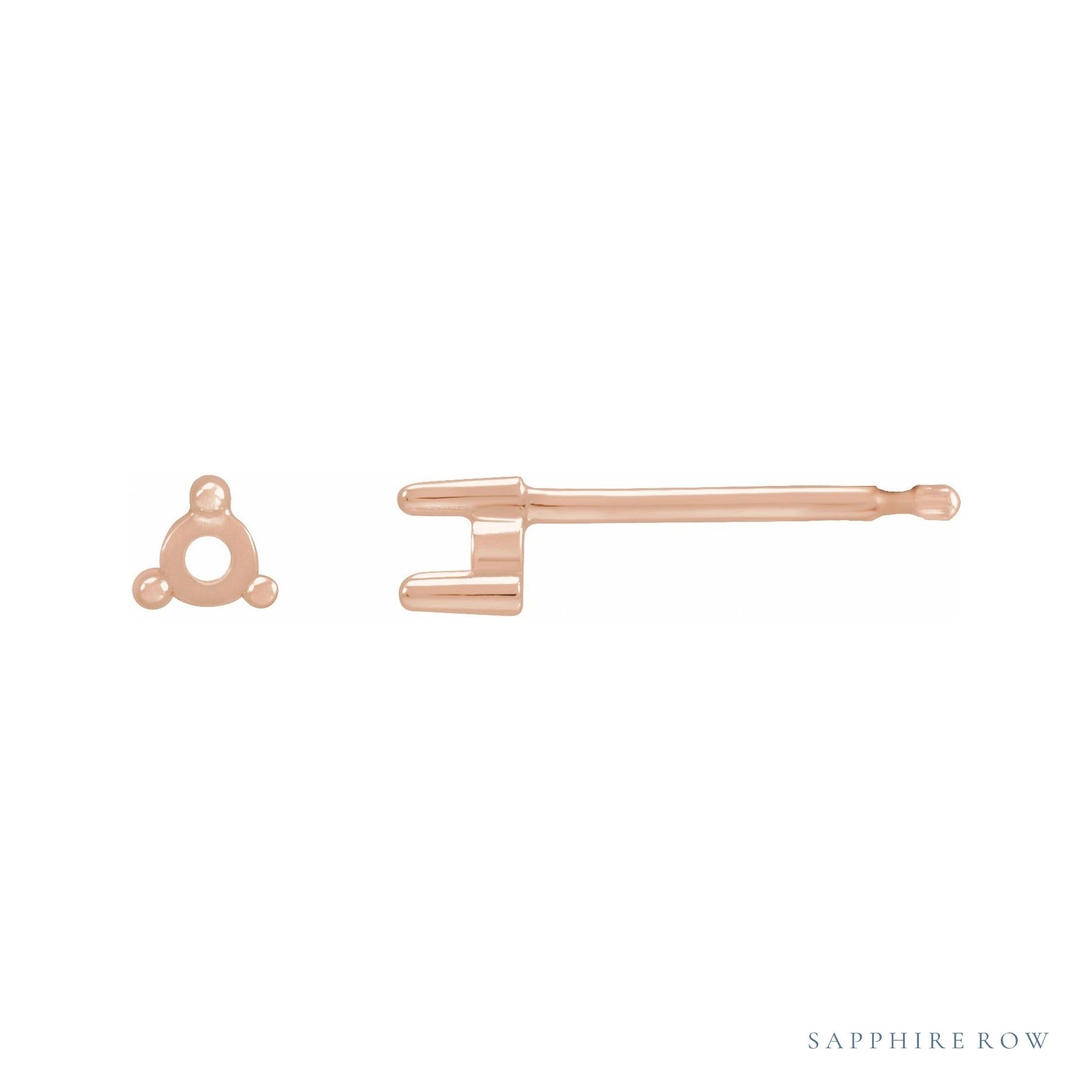 Sapphire Row Round 3-Prong Rose-Cut Stud Earrings setting in 14K Rose Gold, shown with a center stone (sold separately)