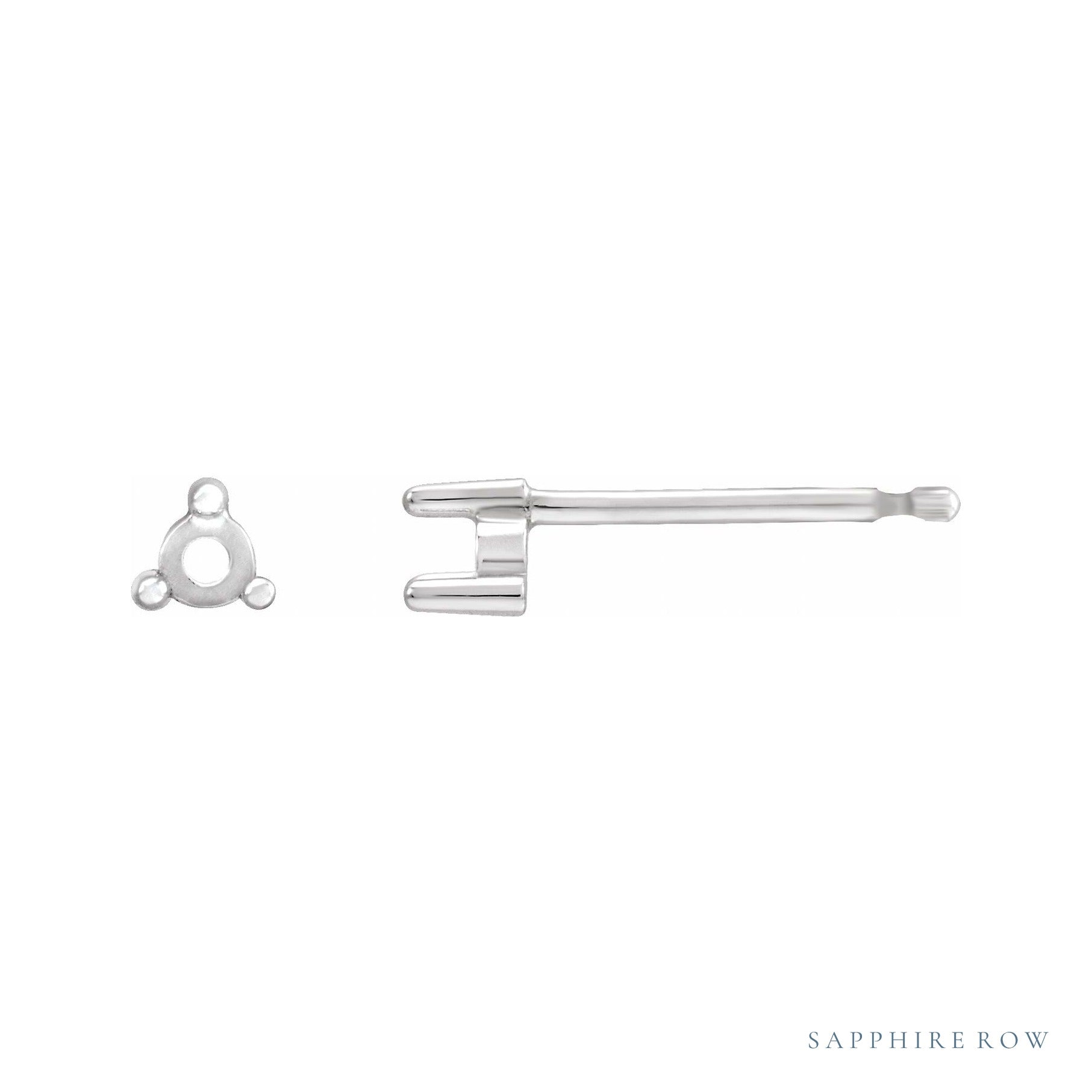 Sapphire Row Round 3-Prong Rose-Cut Stud Earrings setting in 14K White Gold, shown with a center stone (sold separately)