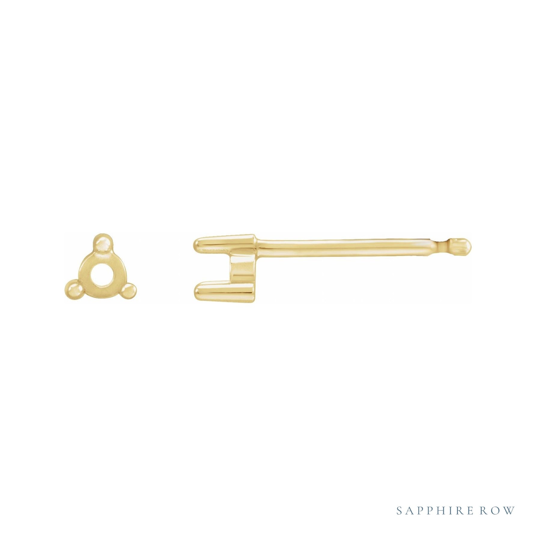 Sapphire Row Round 3-Prong Rose-Cut Stud Earrings setting in 14K Yellow Gold, shown with a center stone (sold separately)