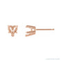 Sapphire Row Heart 5-Prong Claw V-End Stud Earrings setting in 14K Rose Gold, shown with a center stone (sold separately)
