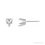 Sapphire Row Heart 5-Prong Claw V-End Stud Earrings setting in 14K White Gold, shown with a center stone (sold separately)