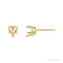 Sapphire Row Heart 5-Prong Claw V-End Stud Earrings setting in 14K Yellow Gold, shown with a center stone (sold separately)