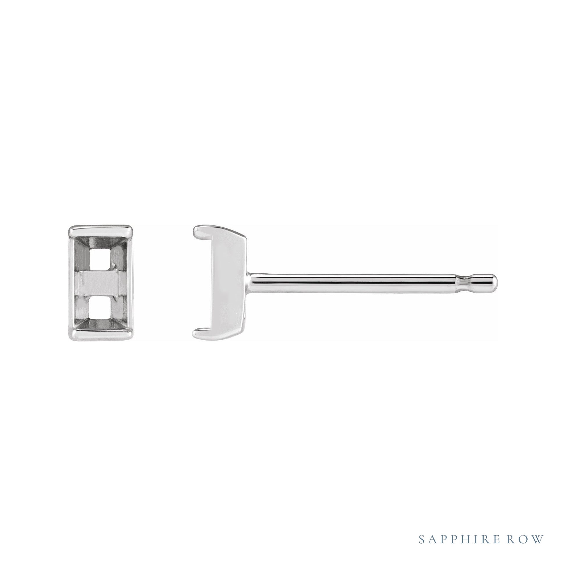 Sapphire Row Straight Baguette Channel-Set Stud Earrings setting in Platinum, shown with a center stone (sold separately)