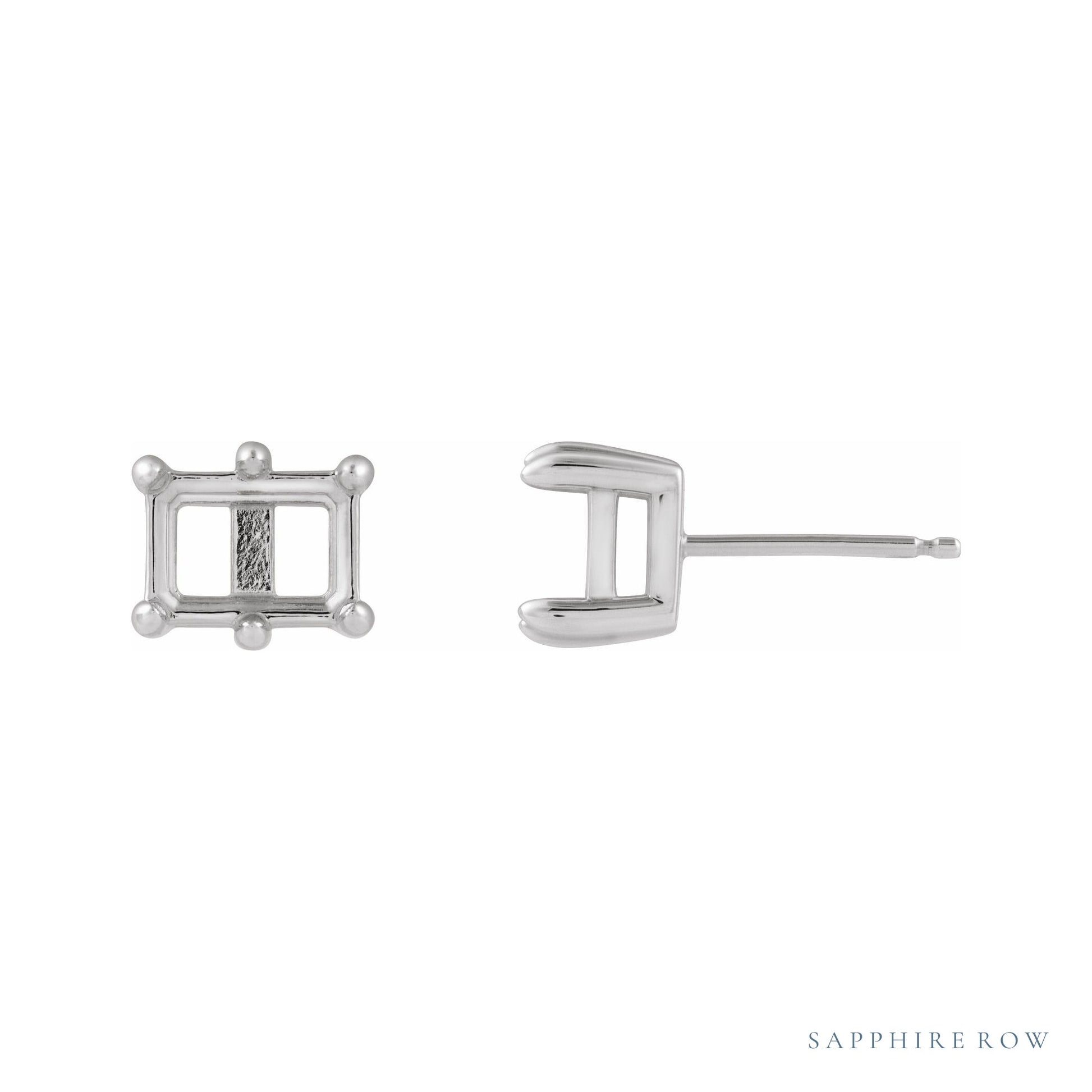 Sapphire Row Solitaire Stud Earrings setting in Platinum, shown with a center stone (sold separately)