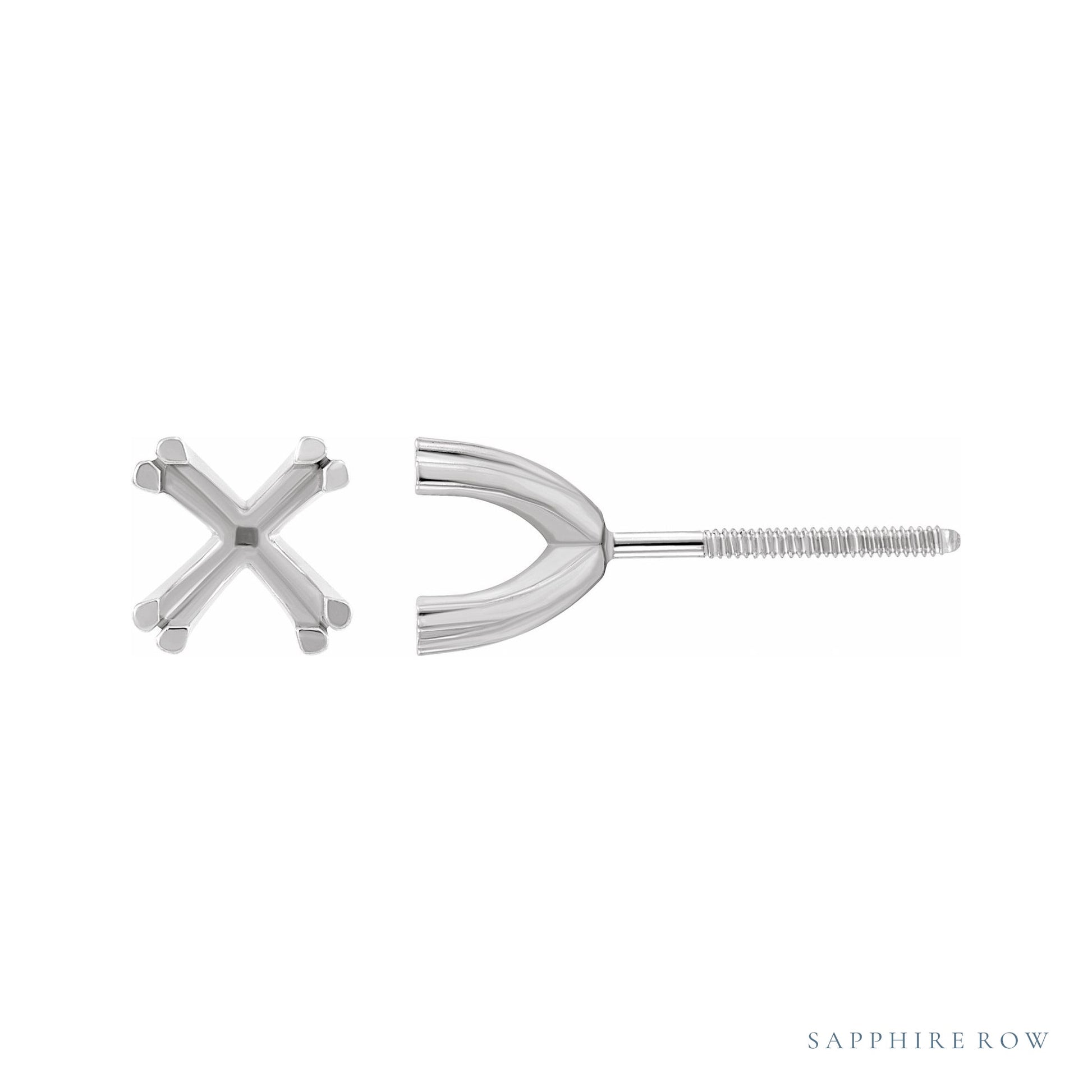 Sapphire Row Square Twin 4-Prong Stud Earrings setting in Platinum, shown with a center stone (sold separately)