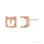Sapphire Row Cushion 4-Prong Scroll Stud Earrings setting in 14K Rose Gold, shown with a center stone (sold separately)
