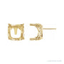 Sapphire Row Cushion 4-Prong Scroll Stud Earrings setting in 14K Yellow Gold, shown with a center stone (sold separately)