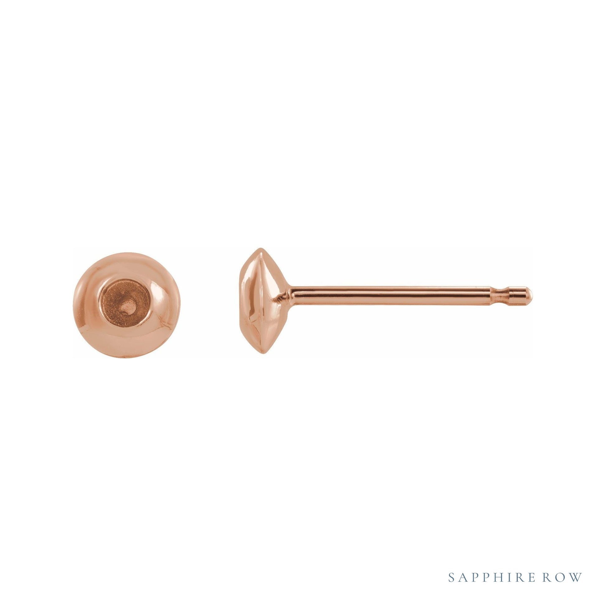 Sapphire Row Round Bezel-Set Stud Earrings setting in 14K Rose Gold, shown with a center stone (sold separately)
