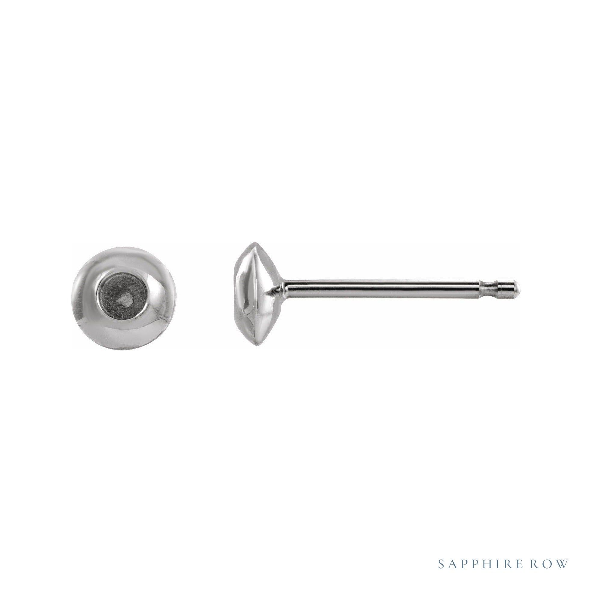 Sapphire Row Round Bezel-Set Stud Earrings setting in 14K White Gold, shown with a center stone (sold separately)