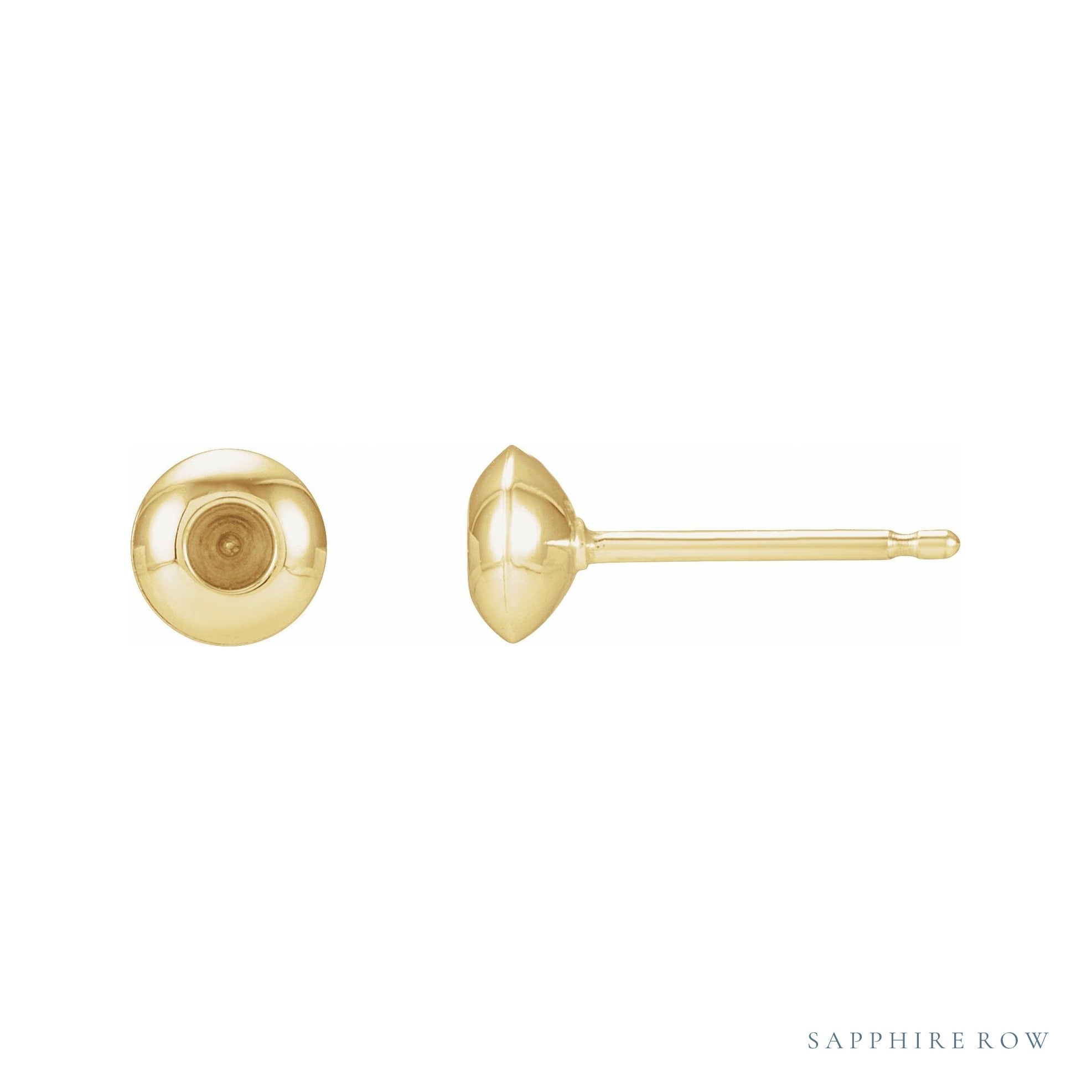 Sapphire Row Round Bezel-Set Stud Earrings setting in 14K Yellow Gold, shown with a center stone (sold separately)