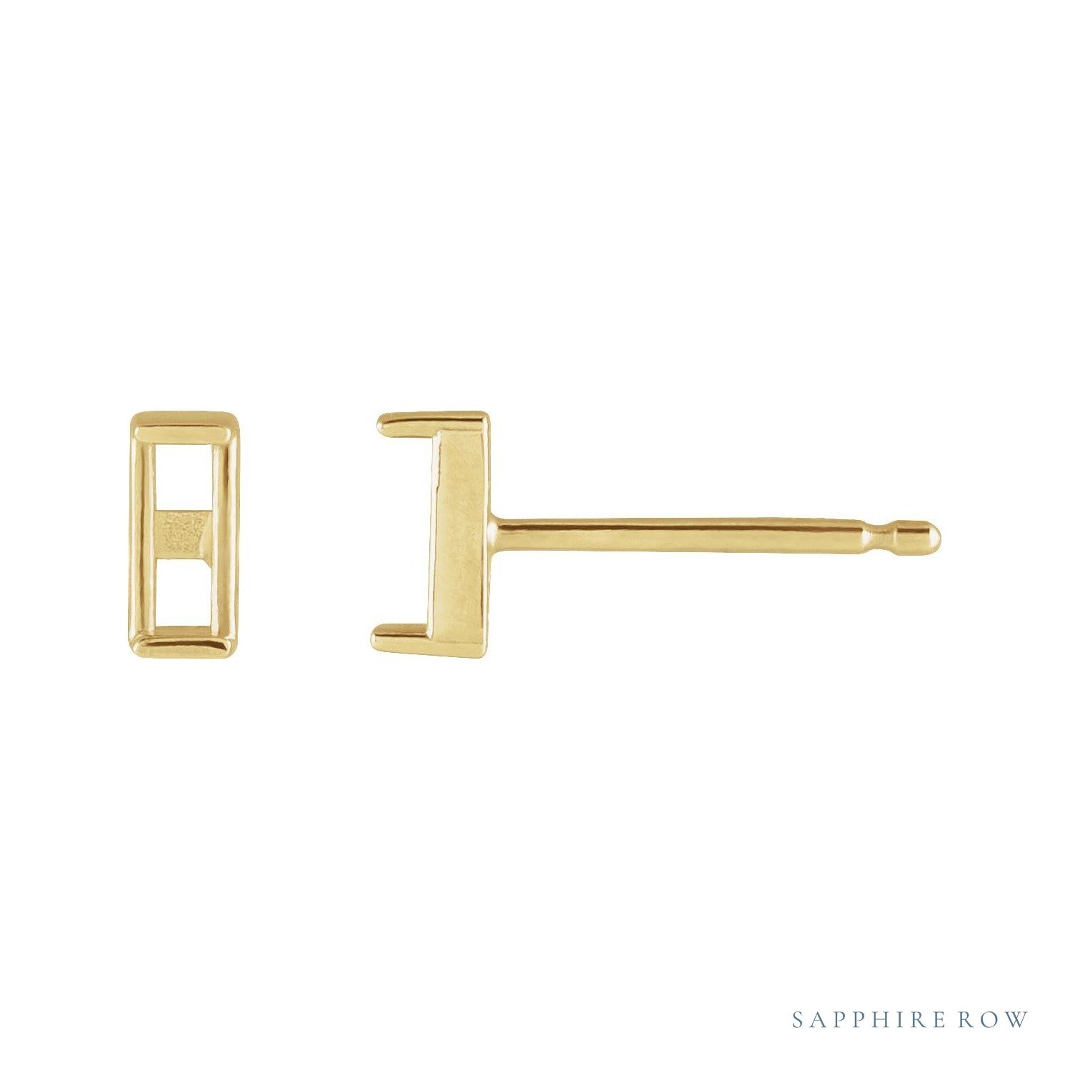 Sapphire Row Straight Baguette Channel-Set Stud Earrings setting in 14K Yellow Gold, shown with a center stone (sold separately)