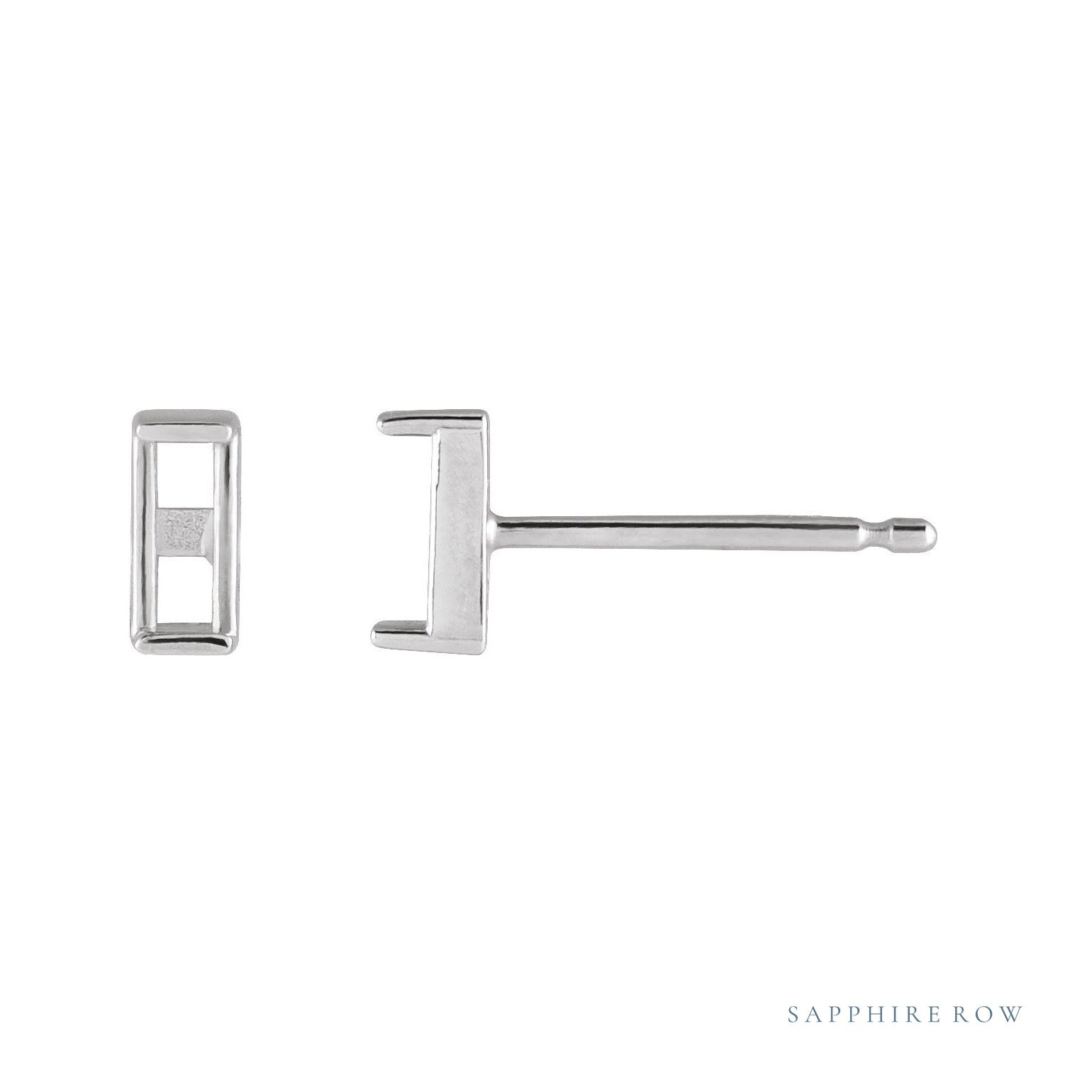 Sapphire Row Straight Baguette Channel-Set Stud Earrings setting in Platinum, shown with a center stone (sold separately)