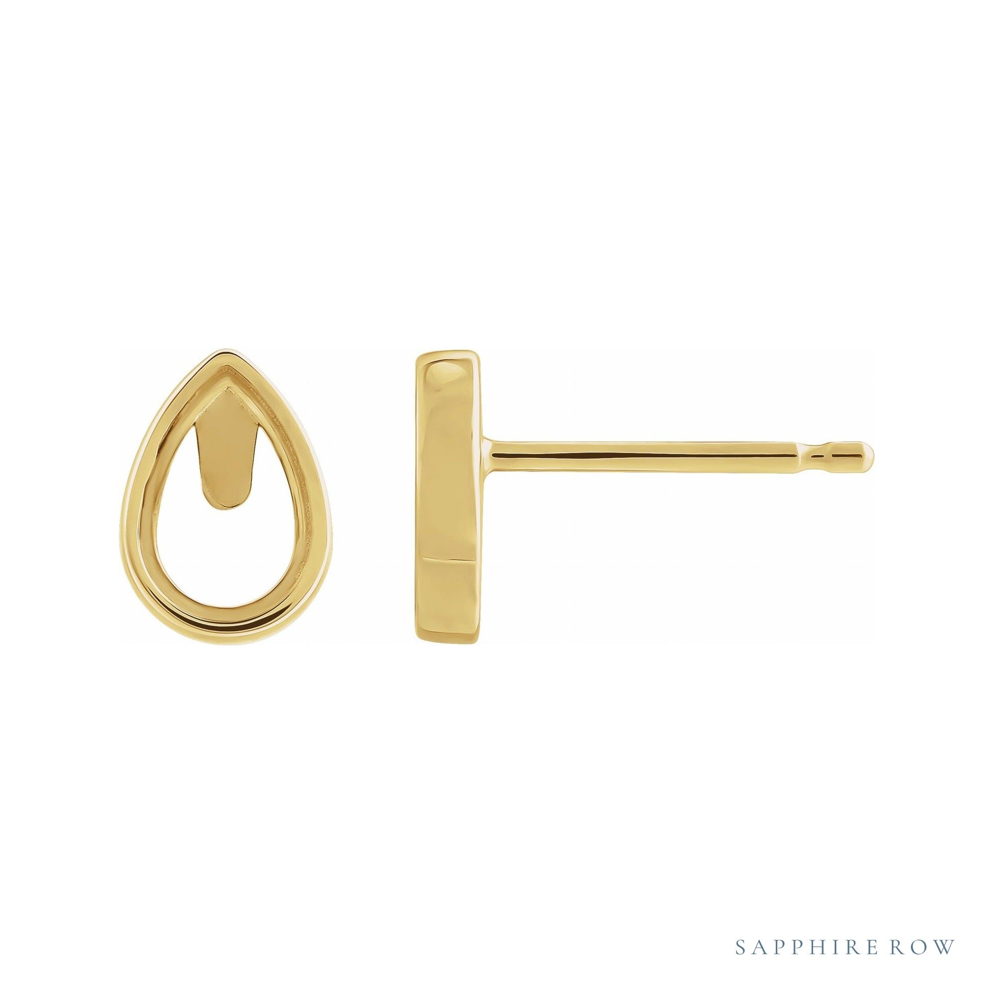 Sapphire Row Cabochon Earrings setting in 14K Yellow Gold, shown with a center stone (sold separately)