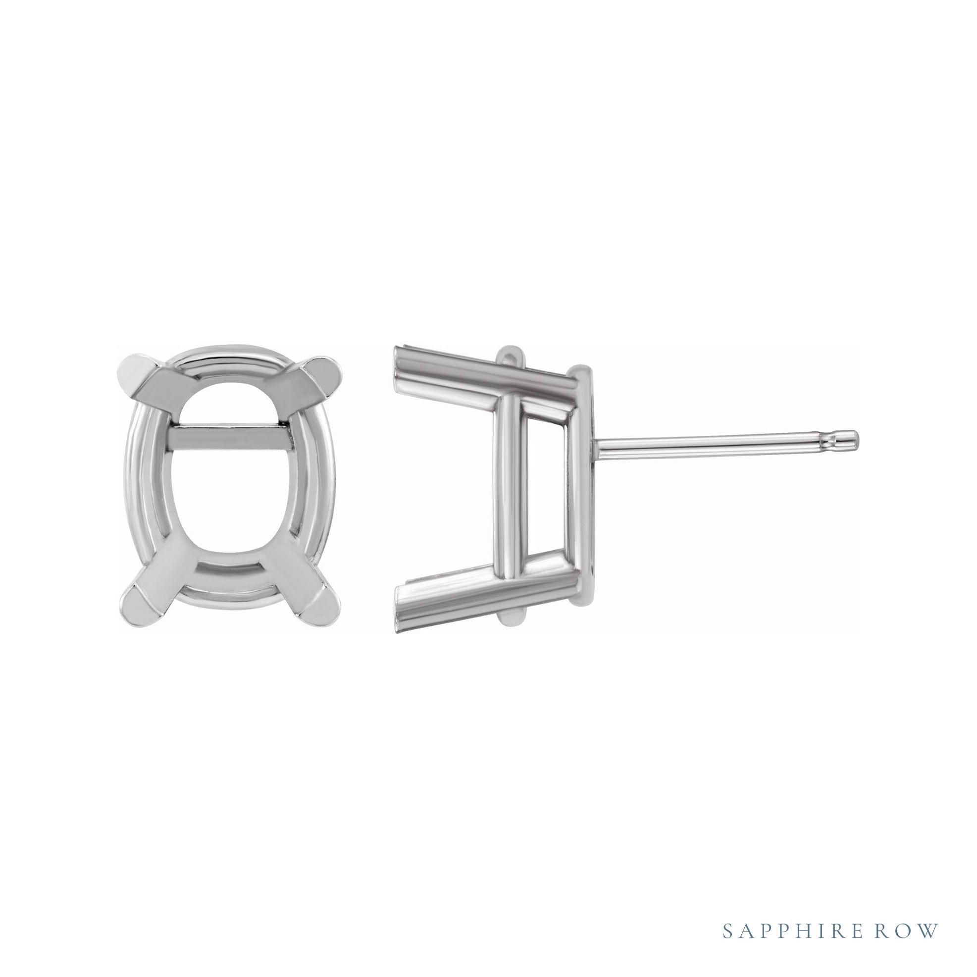 Sapphire Row Elongated Cushion 4-Prong Stud Earrings setting in 14K White Gold, shown with a center stone (sold separately)