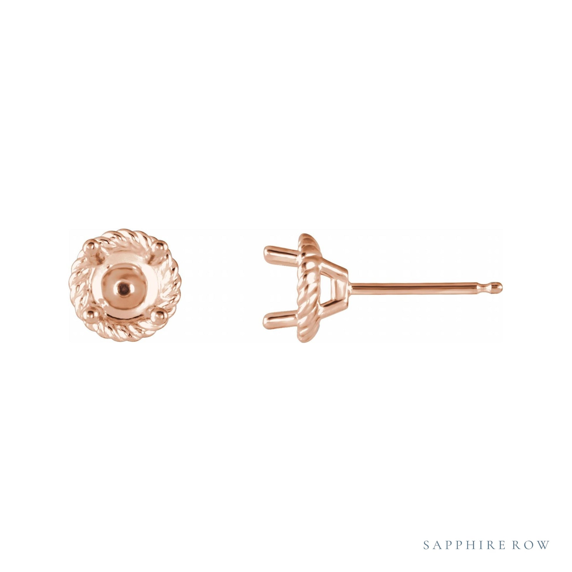 Sapphire Row Rope Earrings setting in 14K Rose Gold, shown with a center stone (sold separately)