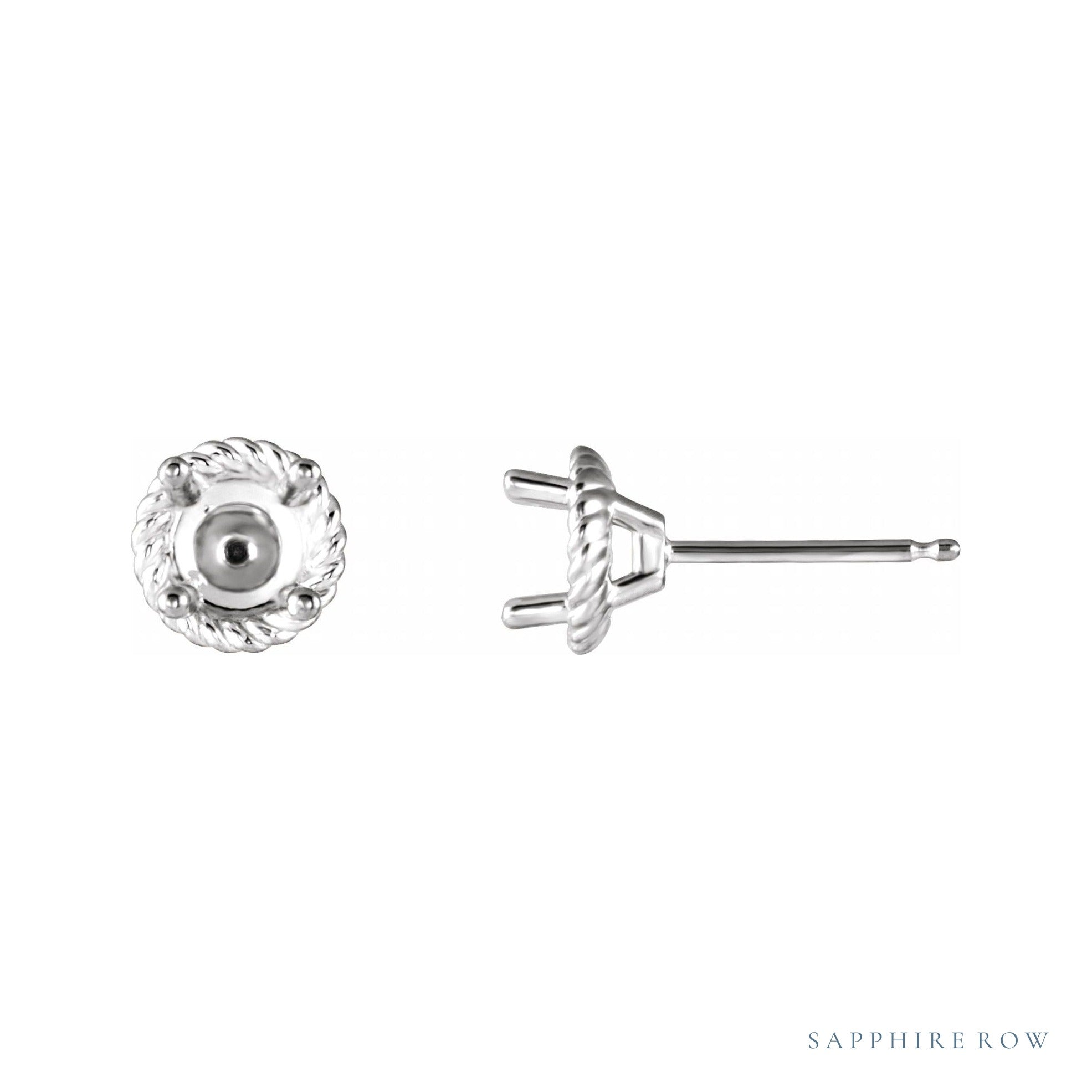 Sapphire Row Rope Earrings setting in 14K White Gold, shown with a center stone (sold separately)