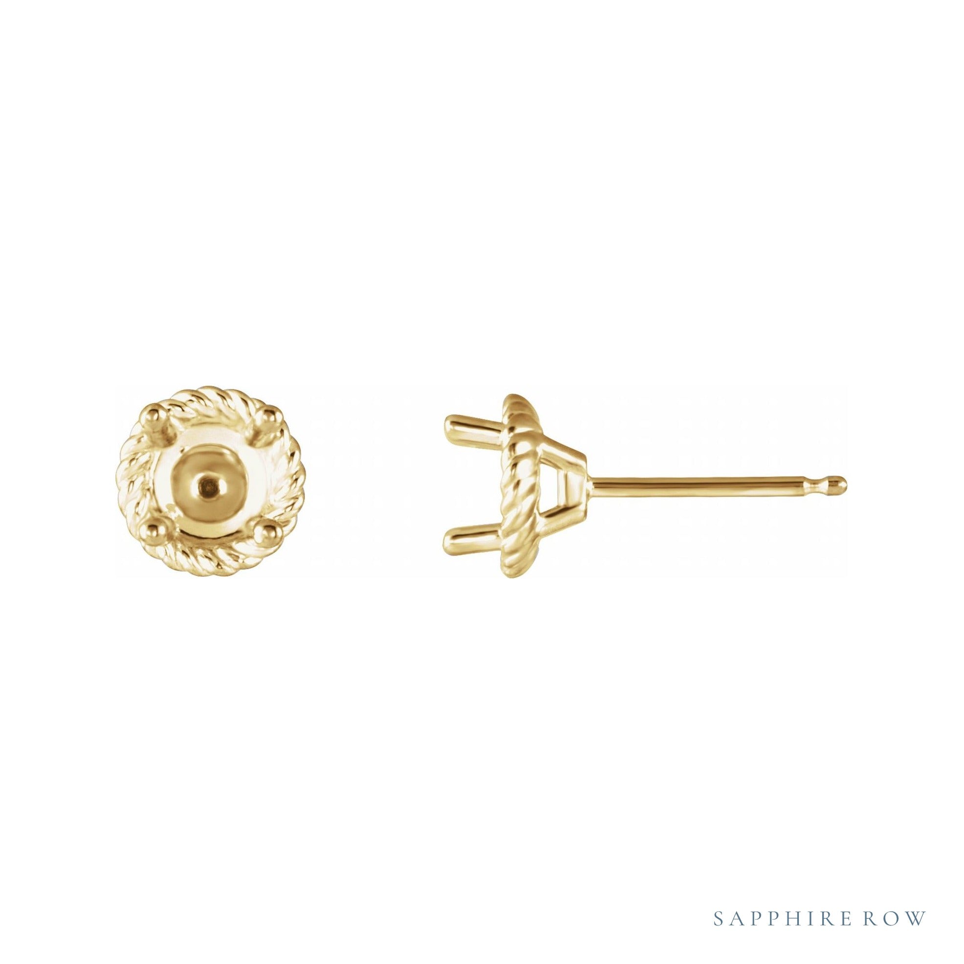 Sapphire Row Rope Earrings setting in 14K Yellow Gold, shown with a center stone (sold separately)