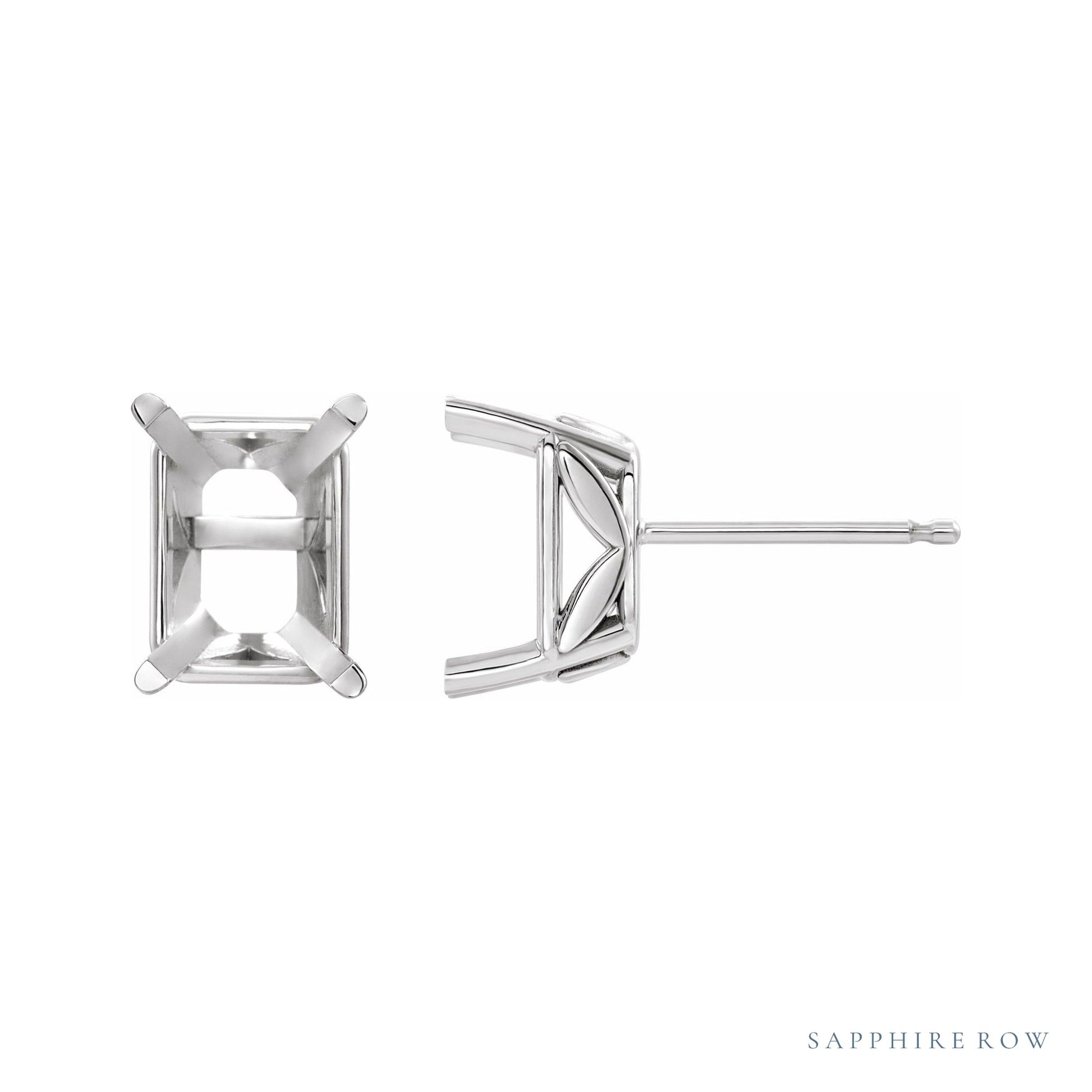 Sapphire Row Emerald 4-Prong Floral Earrings setting in Platinum, shown with a center stone (sold separately)