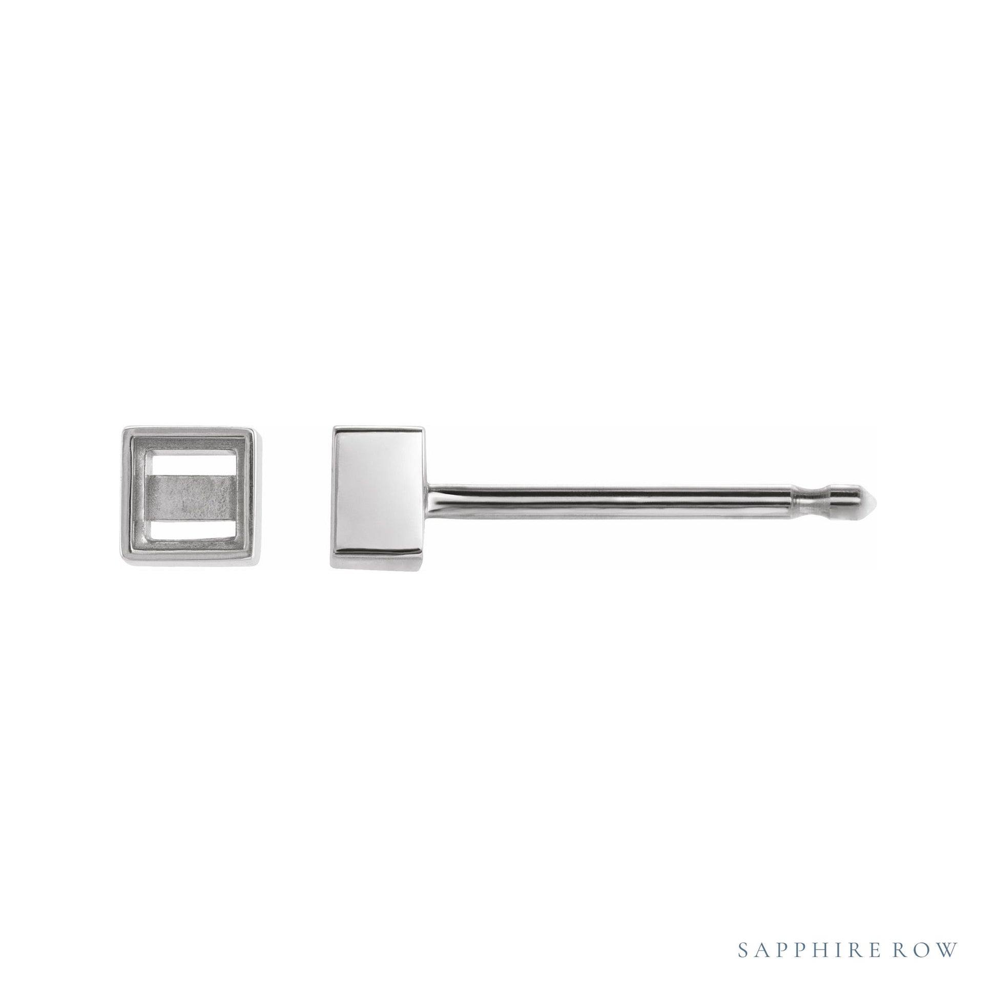 Sapphire Row Square Bezel-Set Stud Earrings setting in Platinum, shown with a center stone (sold separately)