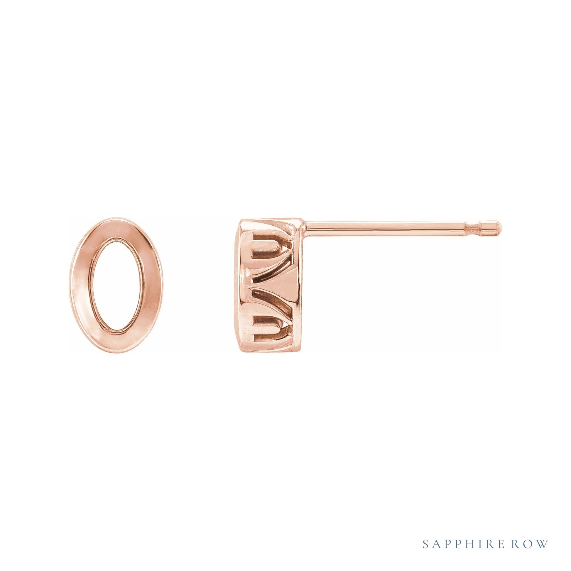 Sapphire Row Oval Filigree Back-Set Stud Earrings setting in 14K Rose Gold, shown with a center stone (sold separately)