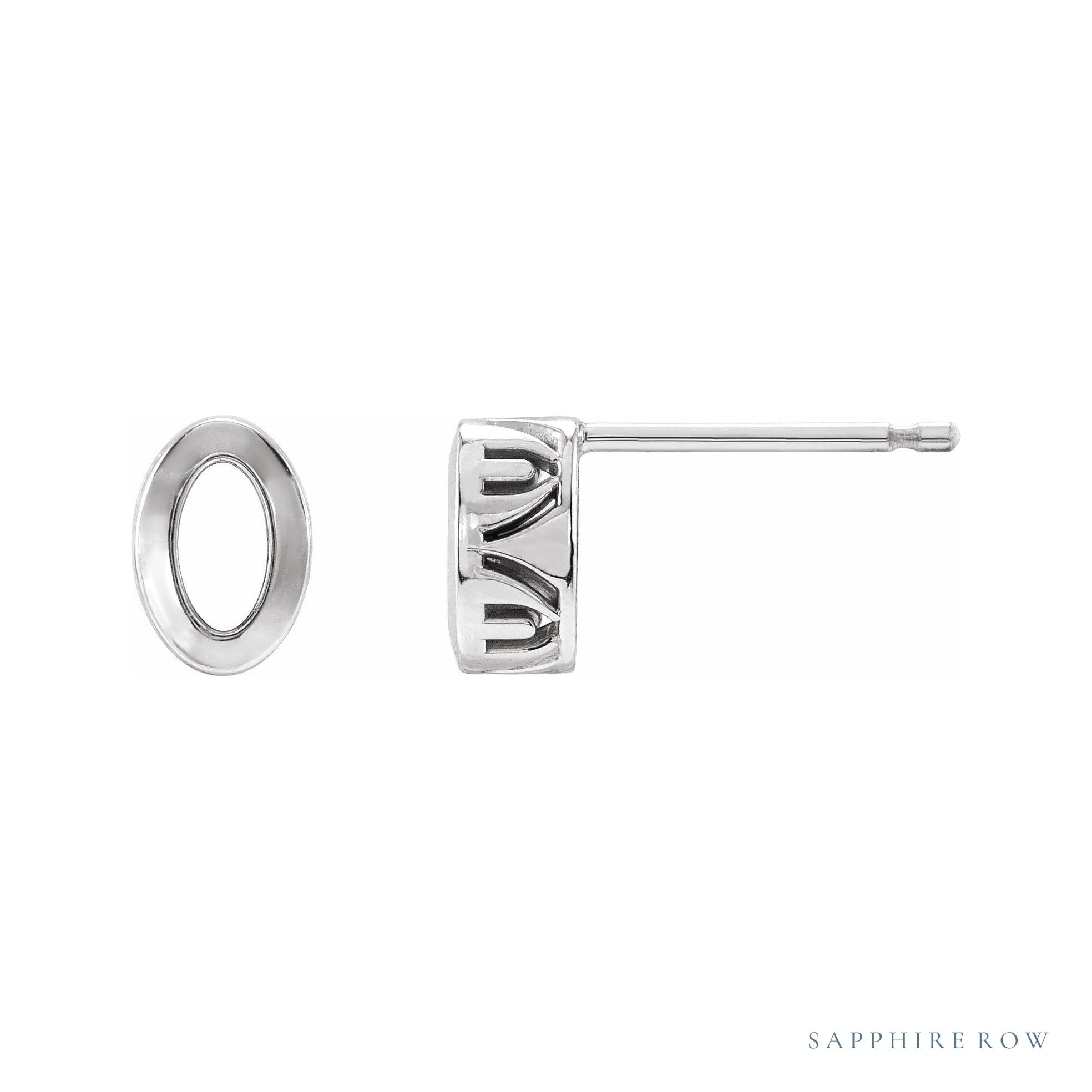 Sapphire Row Oval Filigree Back-Set Stud Earrings setting in 14K White Gold, shown with a center stone (sold separately)