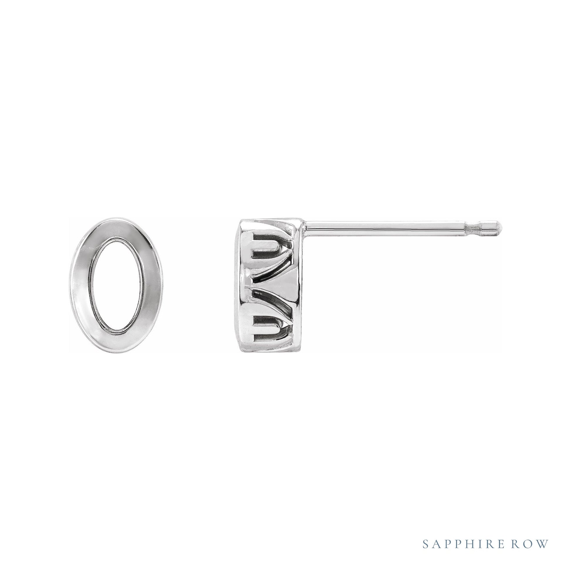 Sapphire Row Oval Filigree Back-Set Stud Earrings setting in Platinum, shown with a center stone (sold separately)