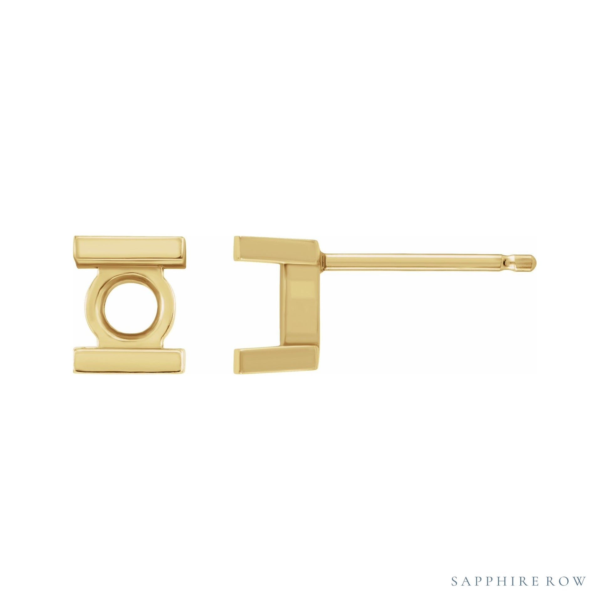 Sapphire Row Round Channel-Set Earrings setting in 14K Yellow Gold, shown with a center stone (sold separately)