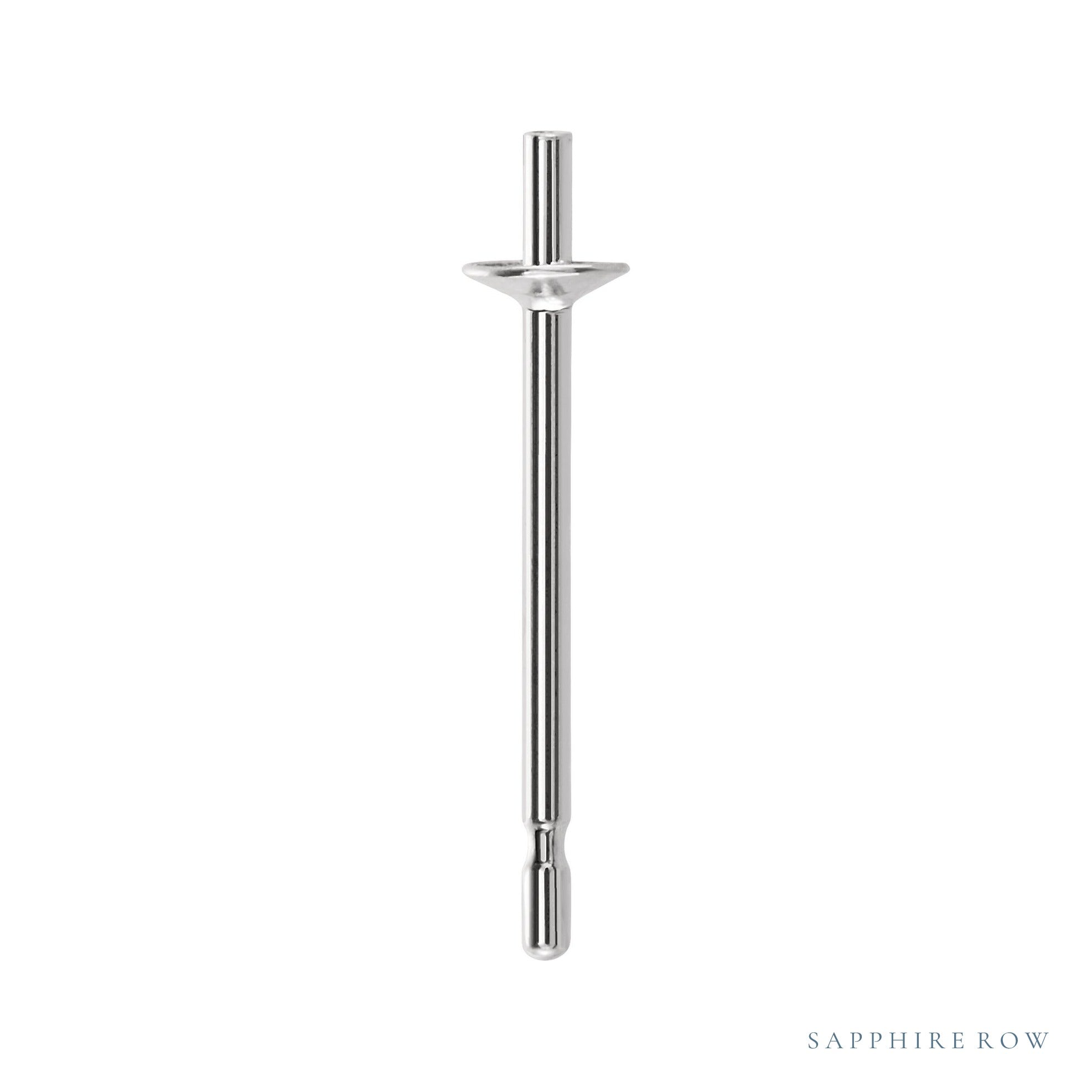 Sapphire Row Pearl Stud Earrings setting in 14K White Gold, shown without a pearl (pearl sold separately)