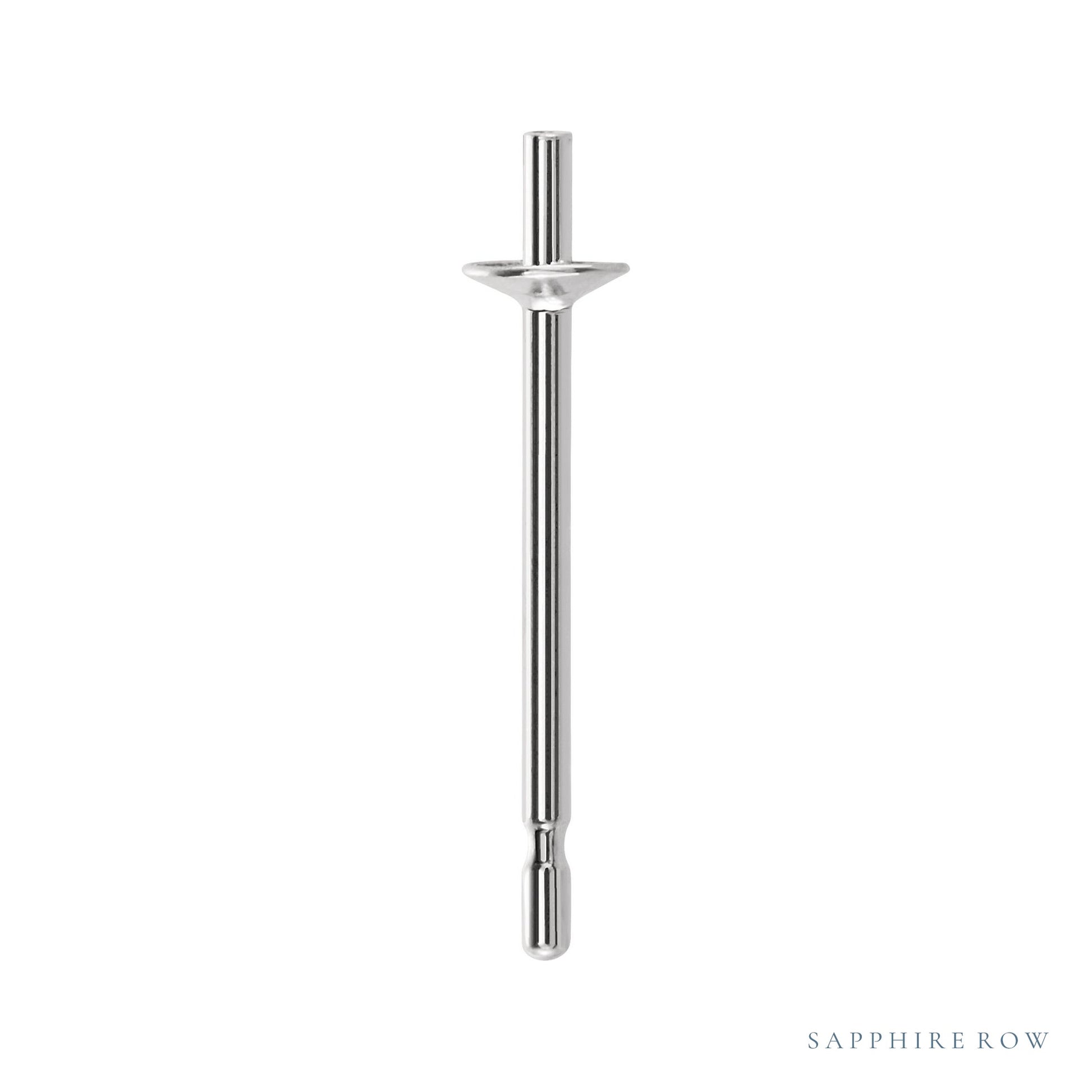 Sapphire Row Pearl Stud Earrings setting in 14K White Gold, shown without a pearl (pearl sold separately)