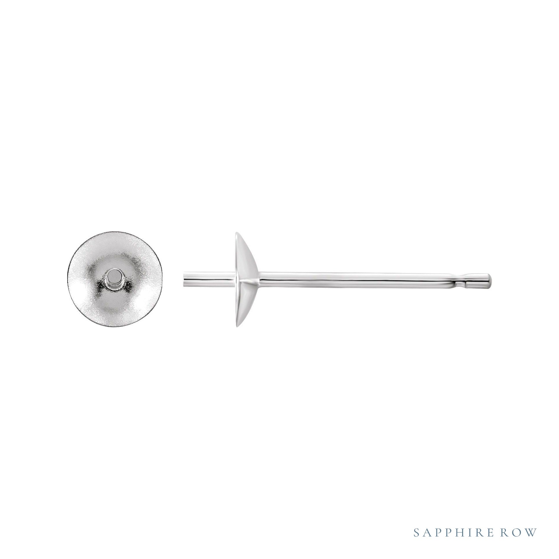 Sapphire Row Pearl Stud Earrings setting in Platinum, shown without a pearl (pearl sold separately)