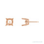 Sapphire Row Cushion 4-Prong Fleur-de-lis Stud Earrings setting in 14K Rose Gold, shown with a center stone (sold separately)