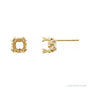 Sapphire Row Cushion Double 4-Prong Scroll Earrings setting in 14K Yellow Gold, shown with a center stone (sold separately)