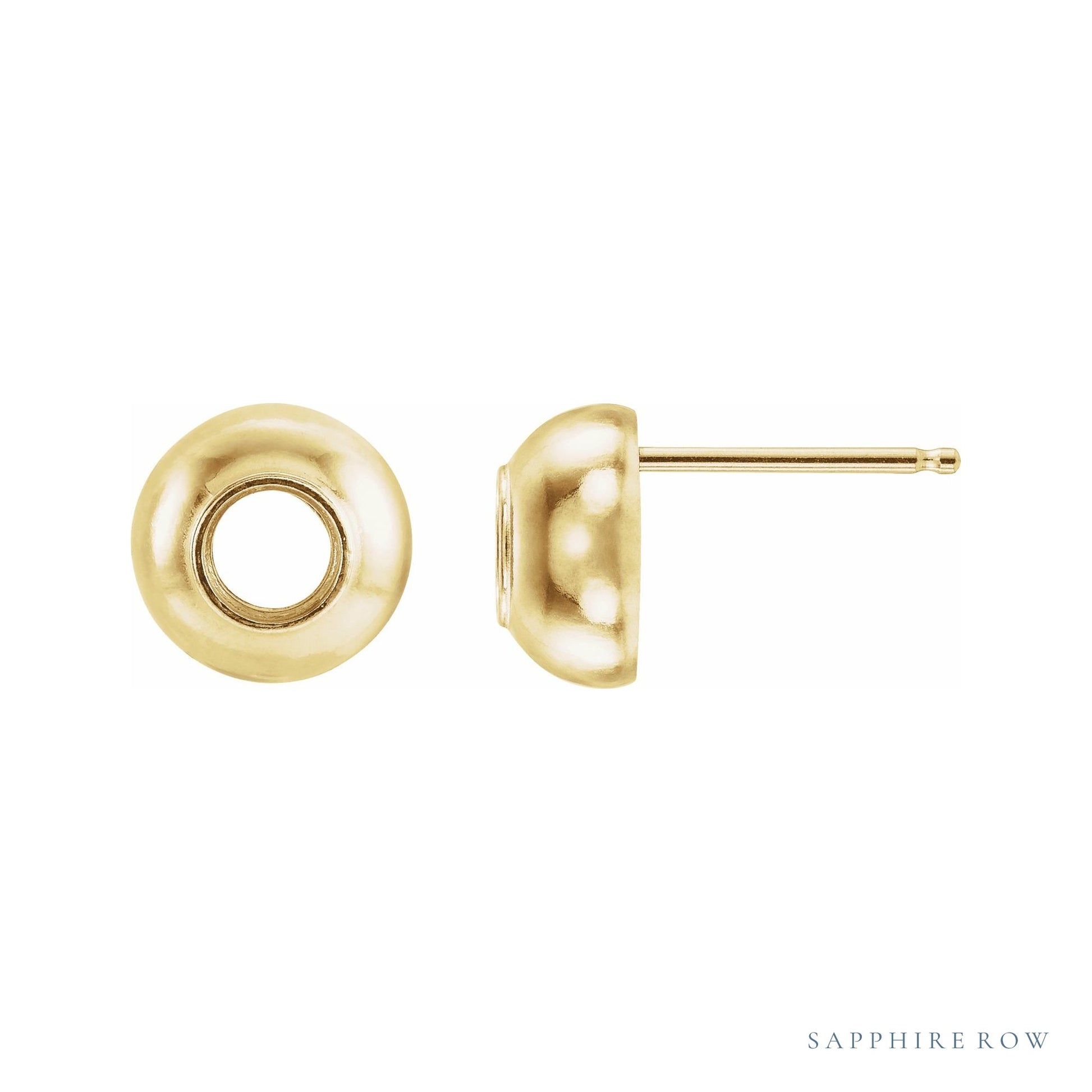 Sapphire Row Round Bezel-Set Dome Earrings setting in 14K Yellow Gold, shown with a center stone (sold separately)