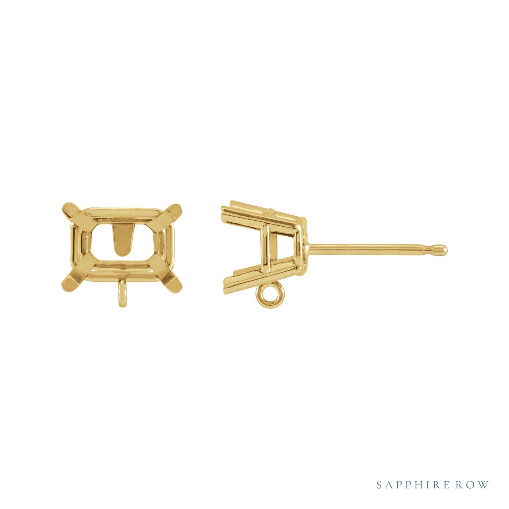 Sapphire Row Basket Stud Earrings Top setting in 14K Yellow Gold, shown with a center stone (sold separately)