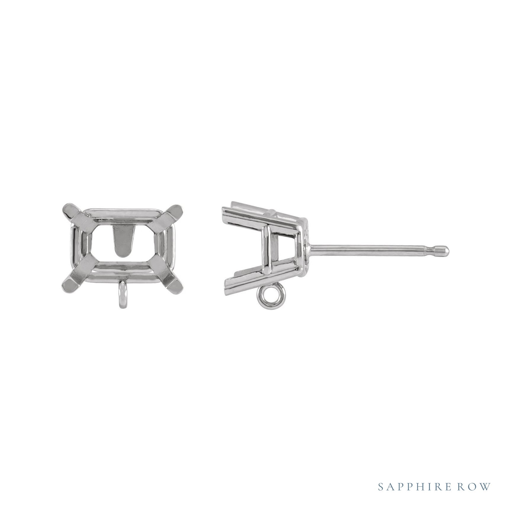 Sapphire Row Basket Stud Earrings Top setting in Platinum, shown with a center stone (sold separately)
